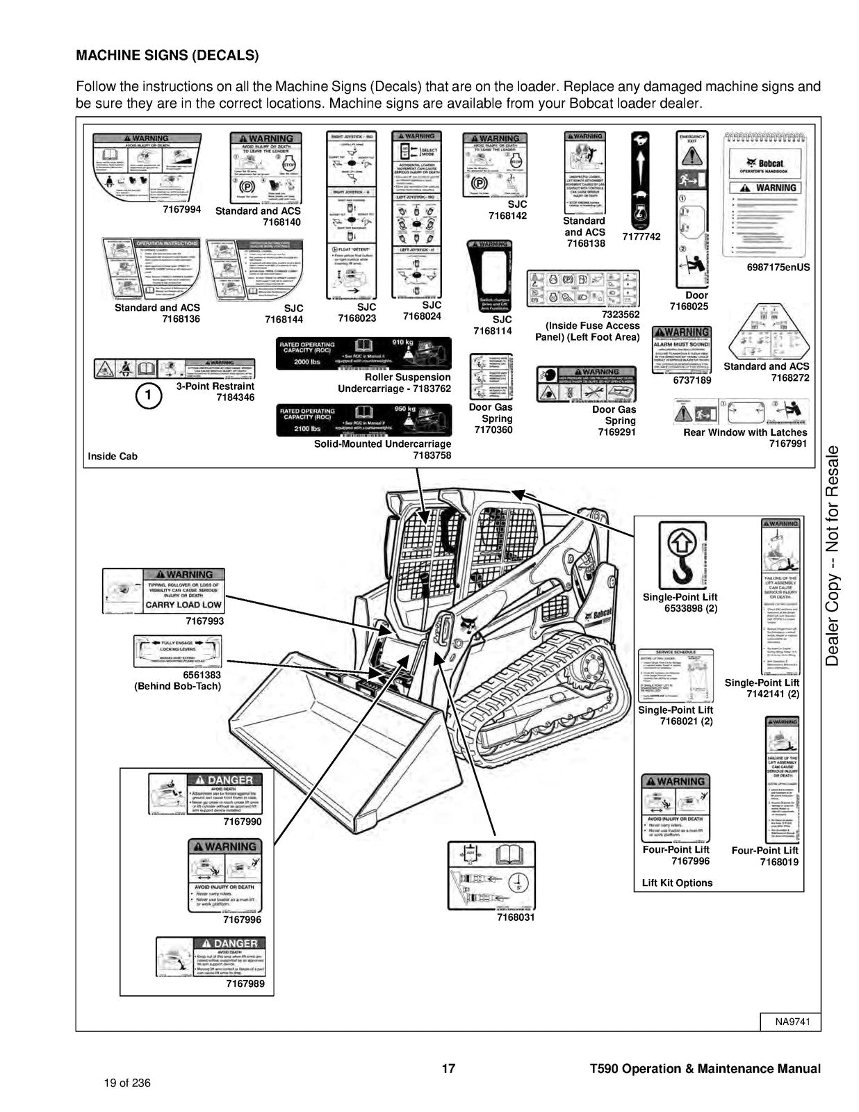 BOBCAT T590 Compact Track Loader Operators Manual 2018 - WIRE BOUND - COVERS
