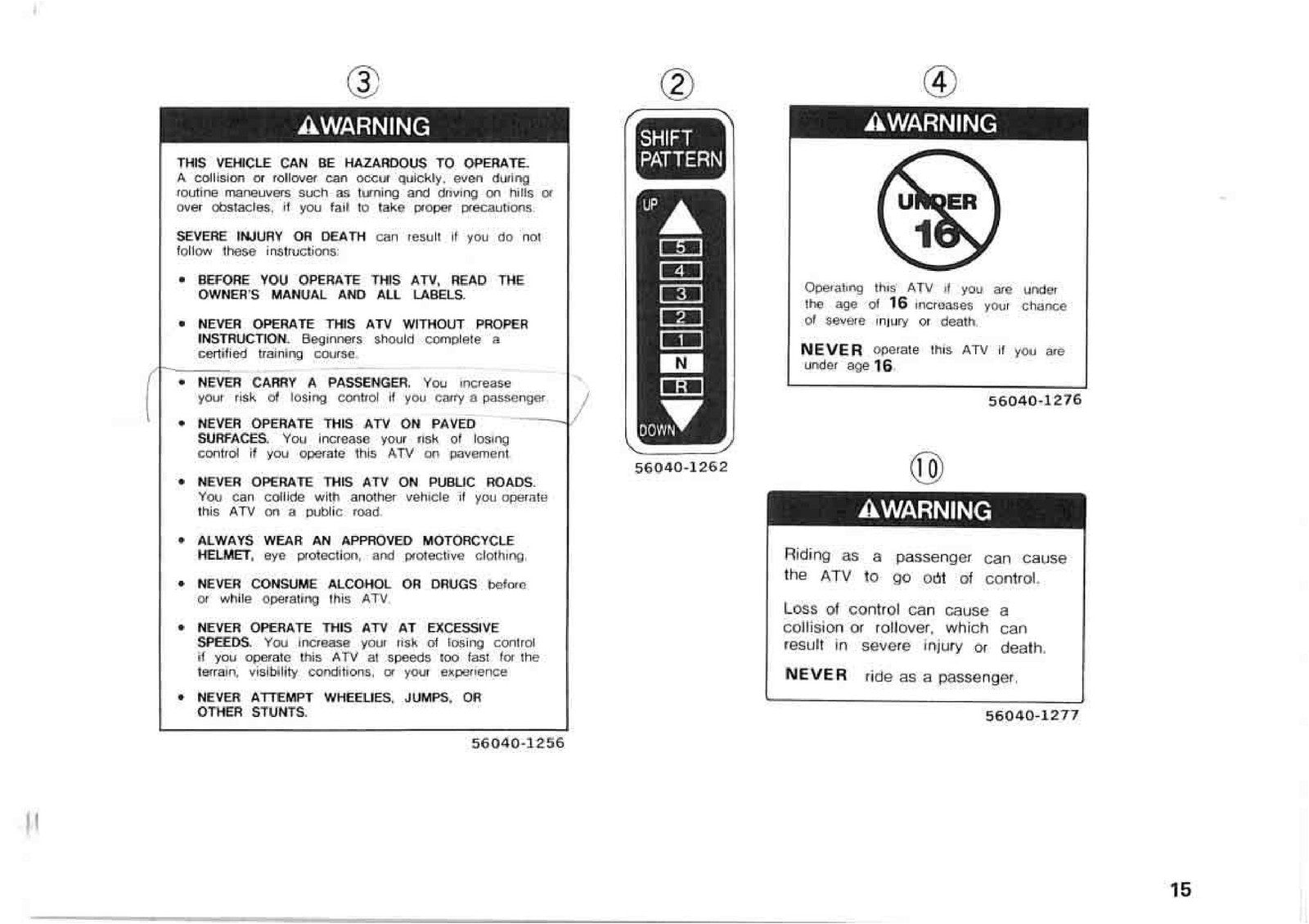 KAWASAKI Bayou 300 Owners Manual 1996 - STEEL WIRE BOUND - PROTECTIVE COVERS