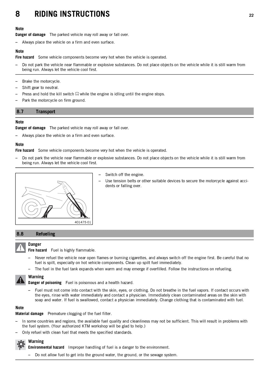 KTM 250 SX-F 250 XC-F Owners Manual 2014 - STEEL WIRE BOUND - PROTECTIVE COVERS