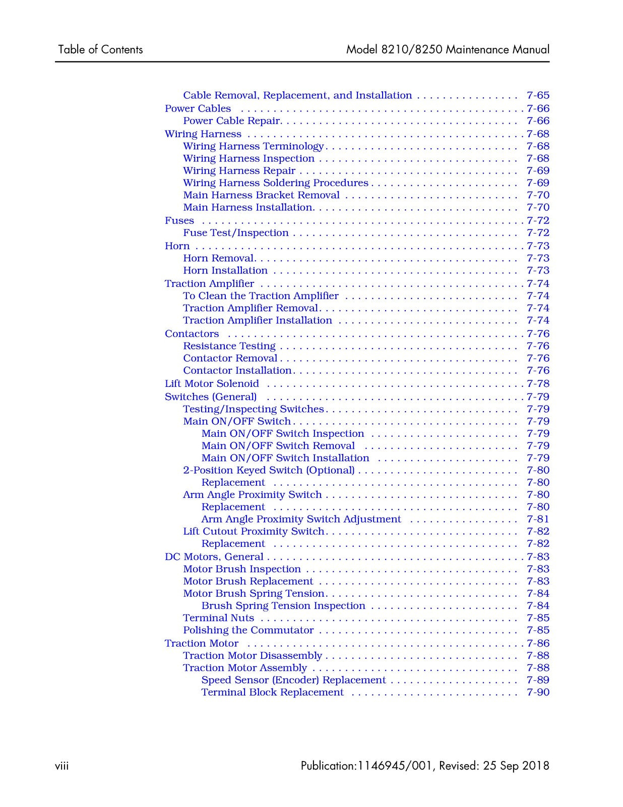 RAYMOND 8210 8250 Pallet Truck Maintenance Manual 2018, BOUND, COVERS, FOLDOUTS