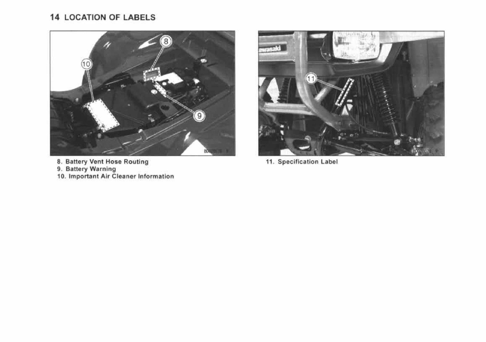 KAWASAKI Bayou 250 Owners Manual 2005 - STEEL WIRE BOUND - PROTECTIVE COVERS