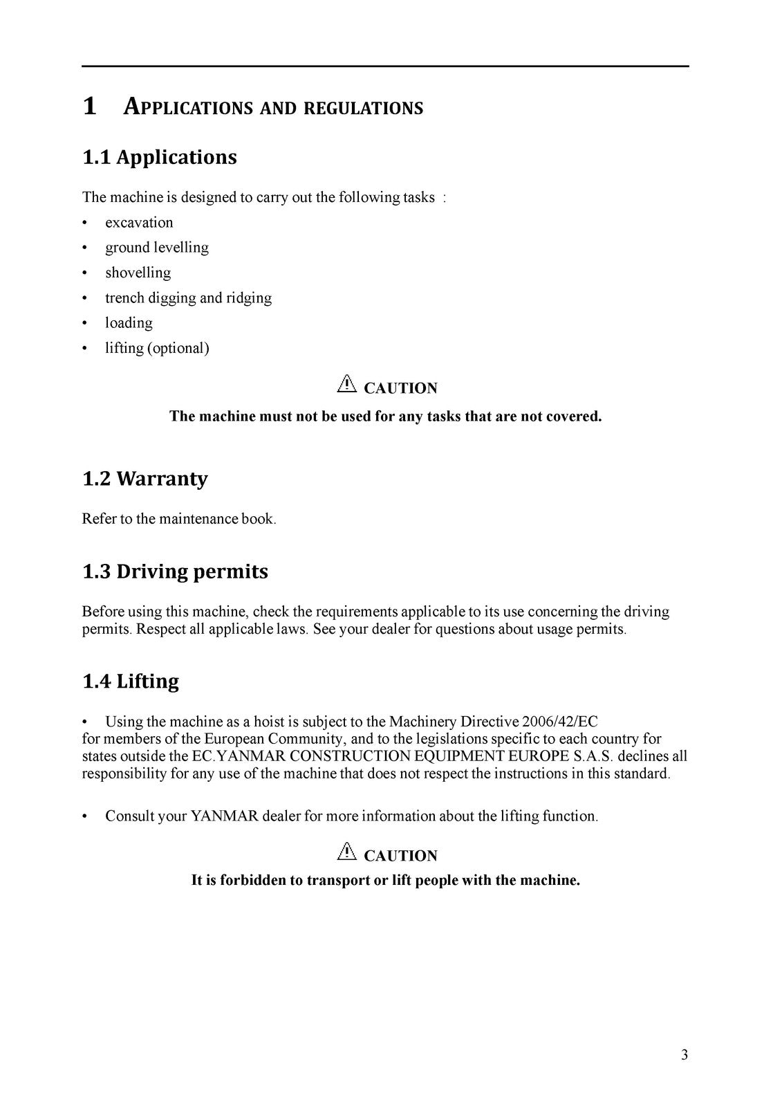 YANMAR SV26 Mini Excavator Operation and Maintenance Manual - WIRE BOUND