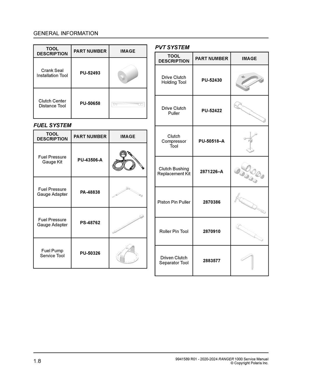 POLARIS Ranger 1000 SOHC Service Manual 2020-2024 - WIRE BOUND - TOUGH COVERS
