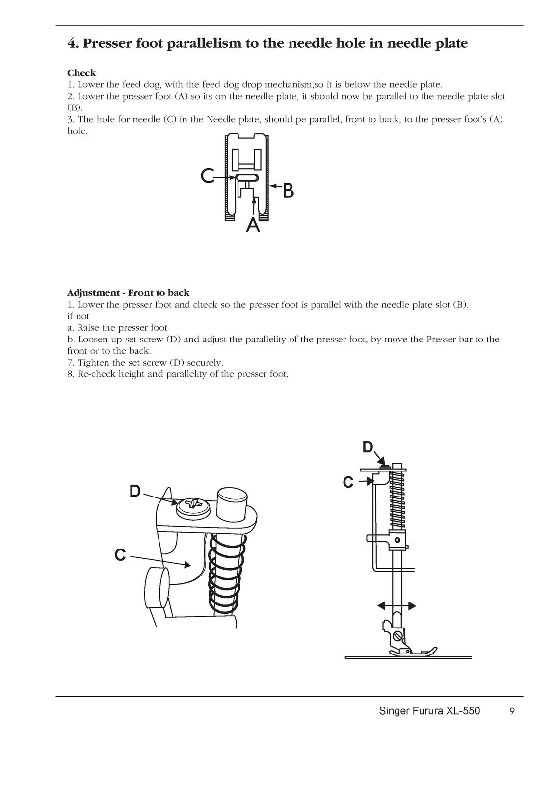 SINGER XL-550 XL550 Service Manual NOT User Manual - WIRE BOUND - TOUGH COVERS