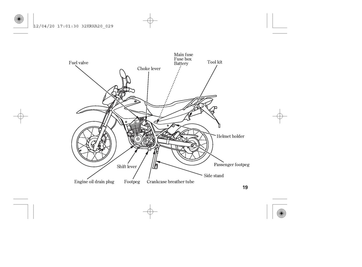 HONDA XR125L XL125L Owners Manual 2012 - STEEL WIRE BOUND - PROTECTIVE COVERS