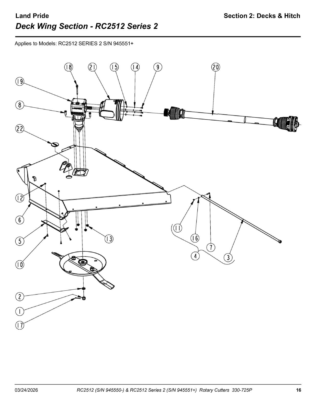 LAND PRIDE RC2512 Rotary Cutters Parts Manual 2026 - WIRE BOUND - TOUGH COVERS