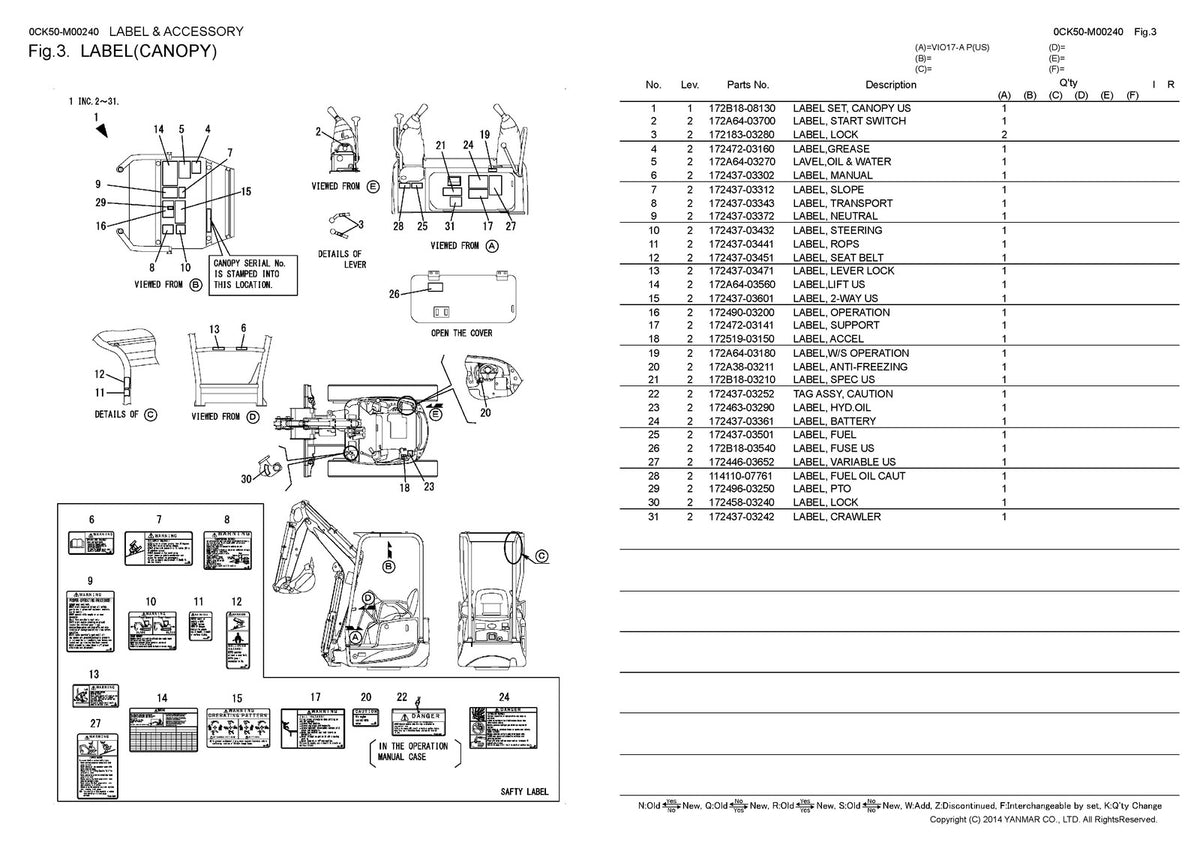 YANMAR ViO17-A Excavator Parts & Service Manual BUNDLE - WIRE BOUND - COVERS