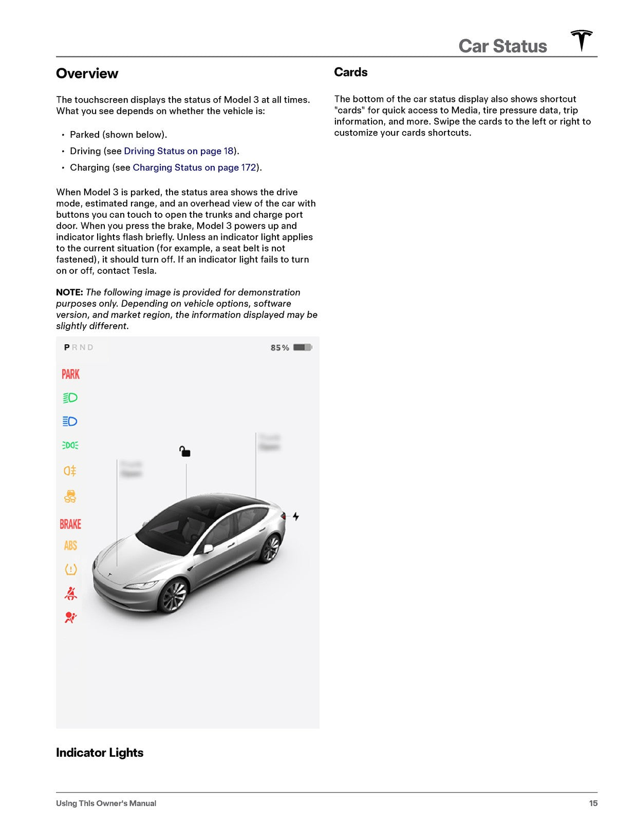 TESLA Model 3 2024 Owners Manual - STEEL WIRE BOUND - PROTECTIVE COVERS