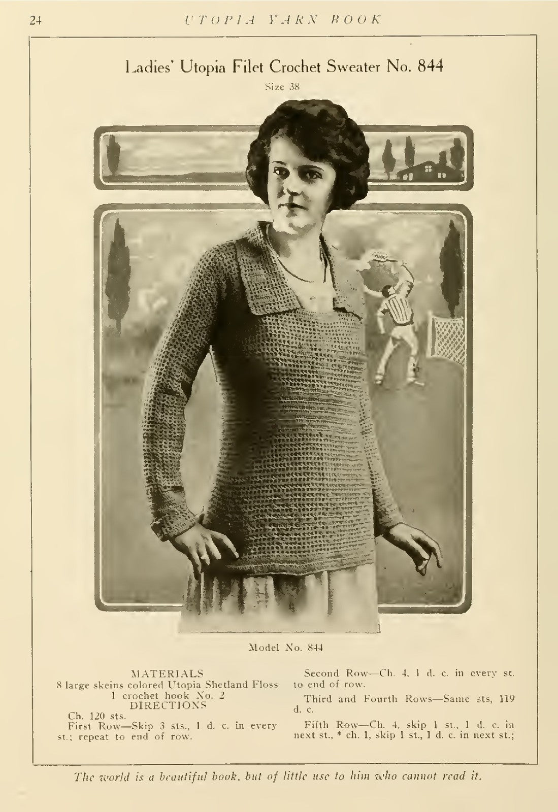 UTOPIA Yarn Book Knitting And Crocheting Manual 1919 - WIRE BOUND - TOUGH COVERS