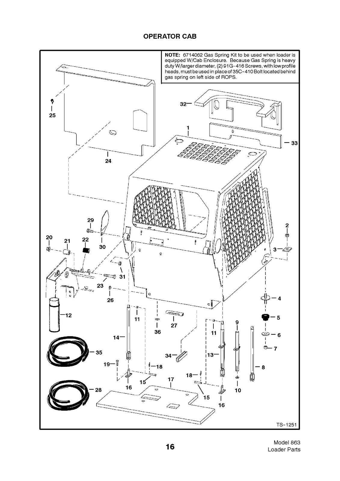 BOBCAT 863 Skid Steer Loader Parts Manual SN 514411001 Up 2001 - WIRE BOUND