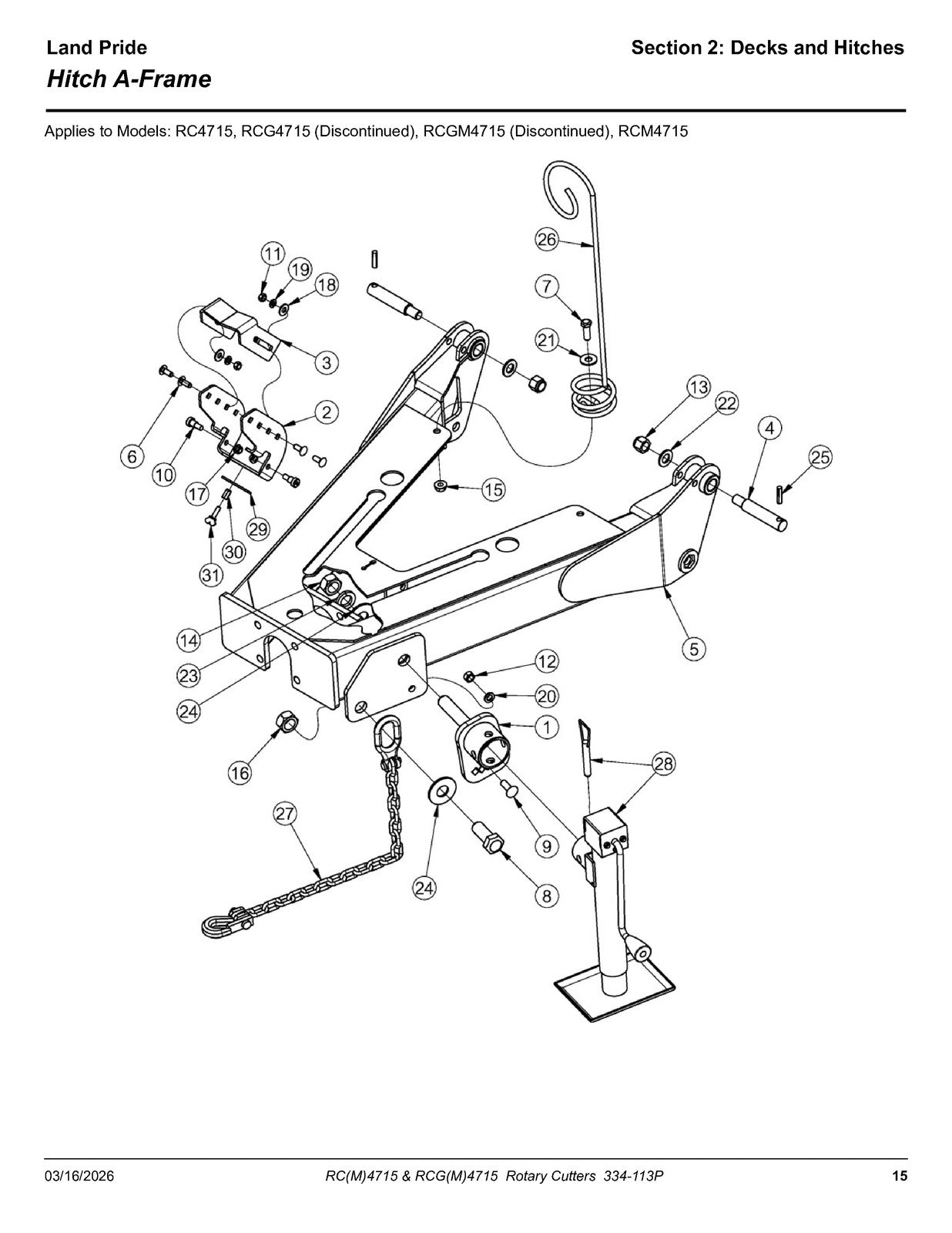 LAND PRIDE RC4715 Rotary Cutters Parts Manual 2026 - WIRE BOUND - TOUGH COVERS