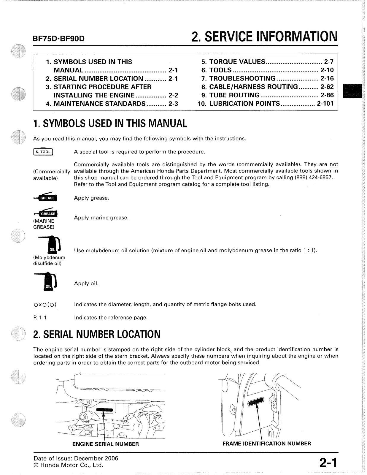 HONDA BF75D BF90D 2006-2011 Shop Manual 61ZY900E2 - BOUND - COVERS - XL FOLDOUTS