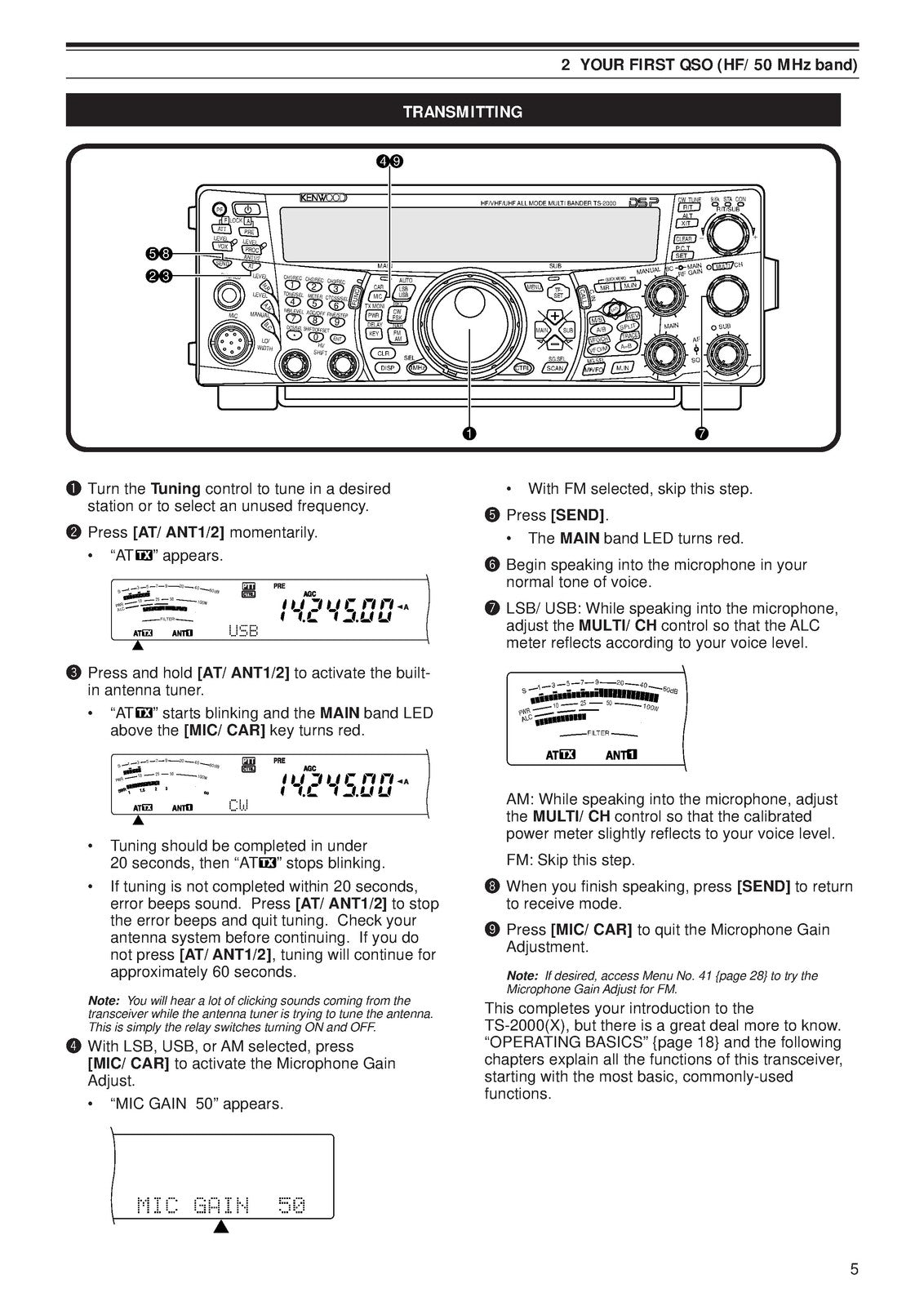 KENWOOD TS-2000 TS-2000X TS-B2000 Transceiver Instruction Manual - WIRE BOUND