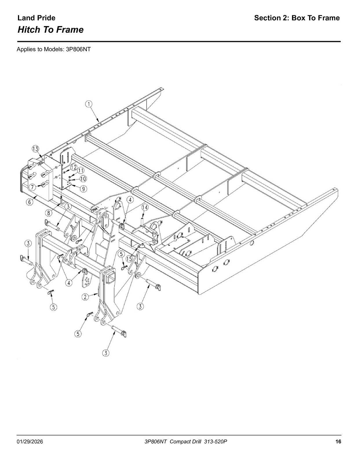 LAND PRIDE 3P806NT Compact Drills Parts Manual 2026 - WIRE BOUND - TOUGH COVERS