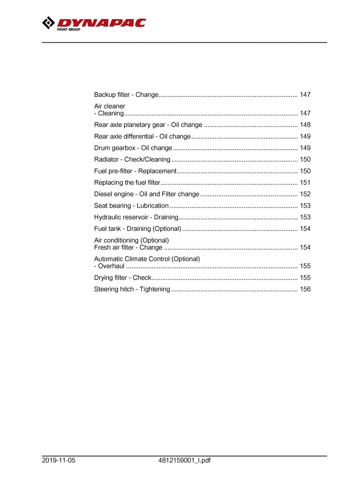 DYNAPAC CA2500 CA2800 CA3500 CA4000 Vibratory Roller Maintenance Manual - BOUND