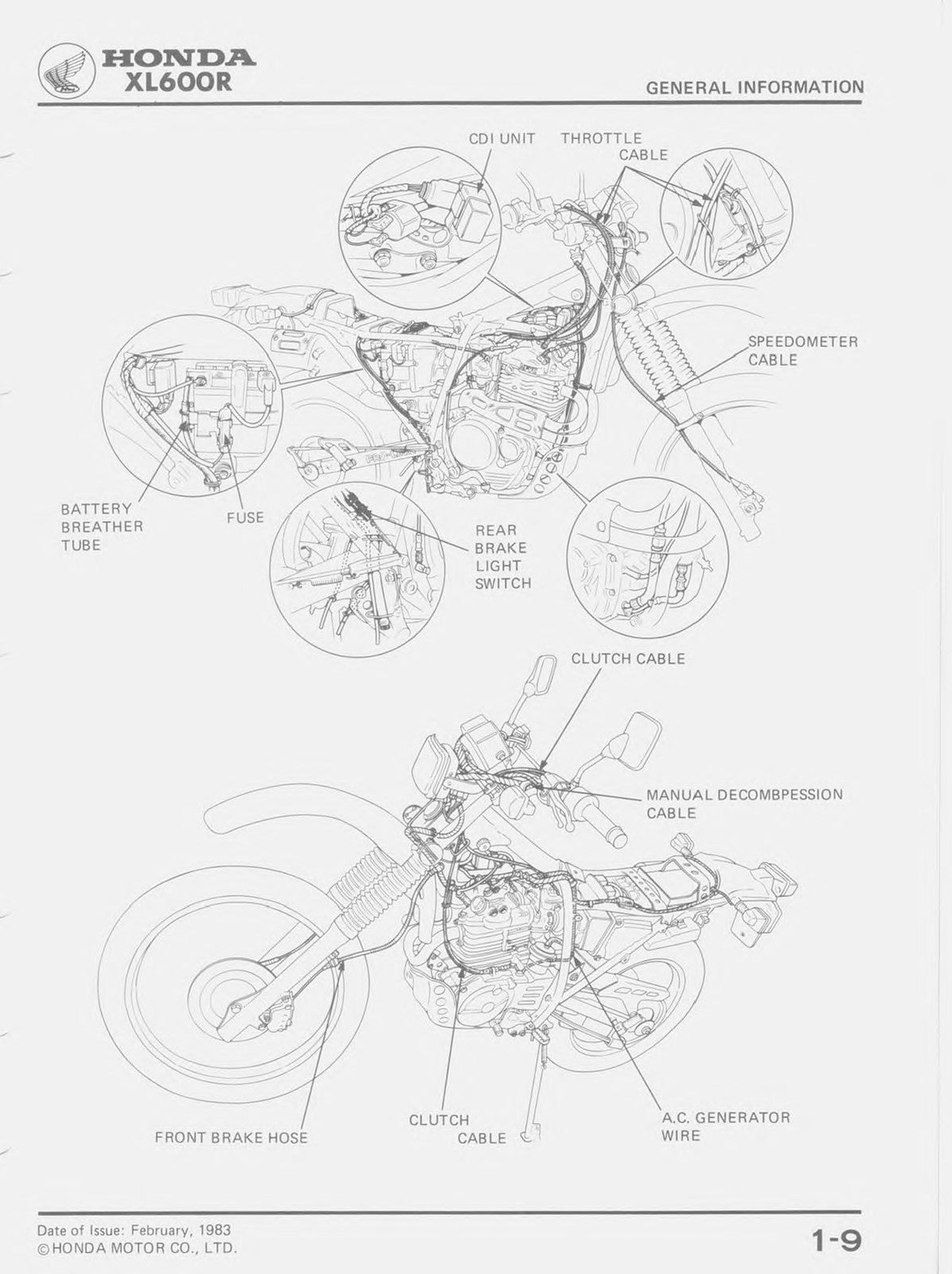 HONDA XL600R Motorcycle Workshop Manual 1983-1984 - WIRE BOUND - TOUGH COVERS