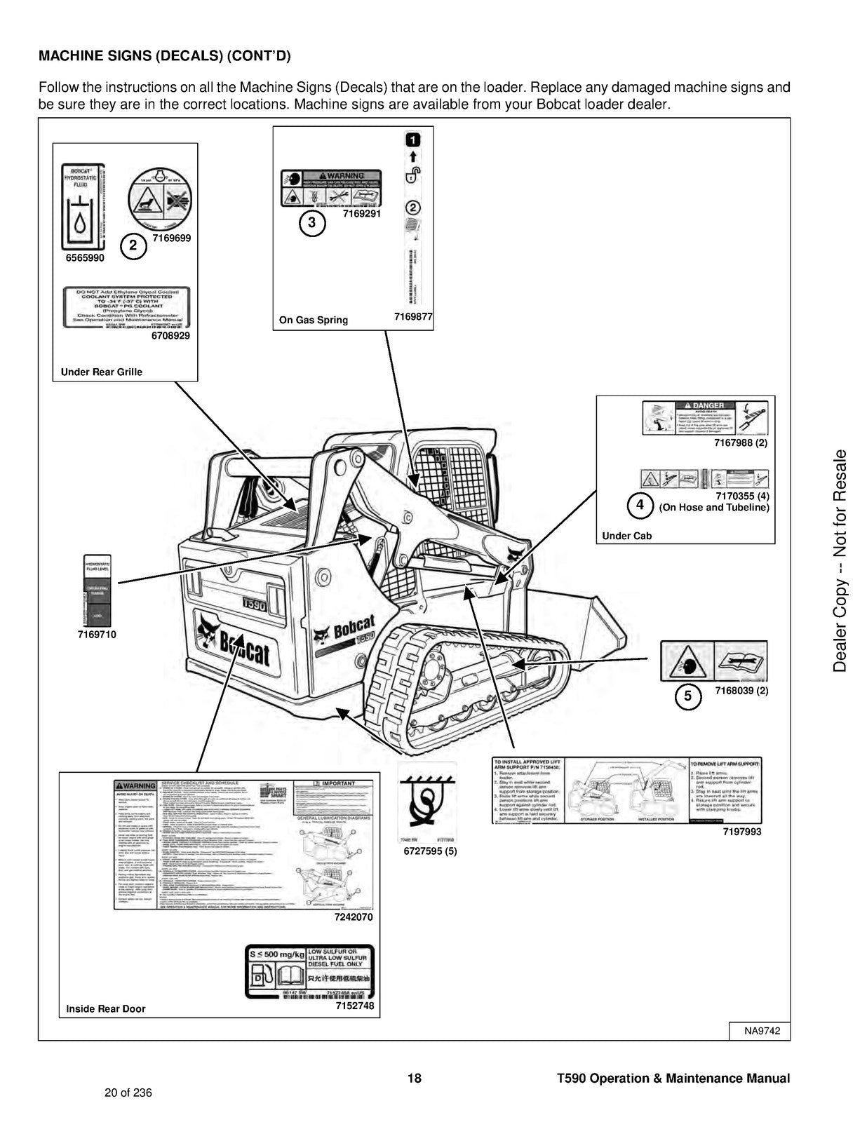 BOBCAT T590 Compact Track Loader Operators Manual 2018 - WIRE BOUND - COVERS