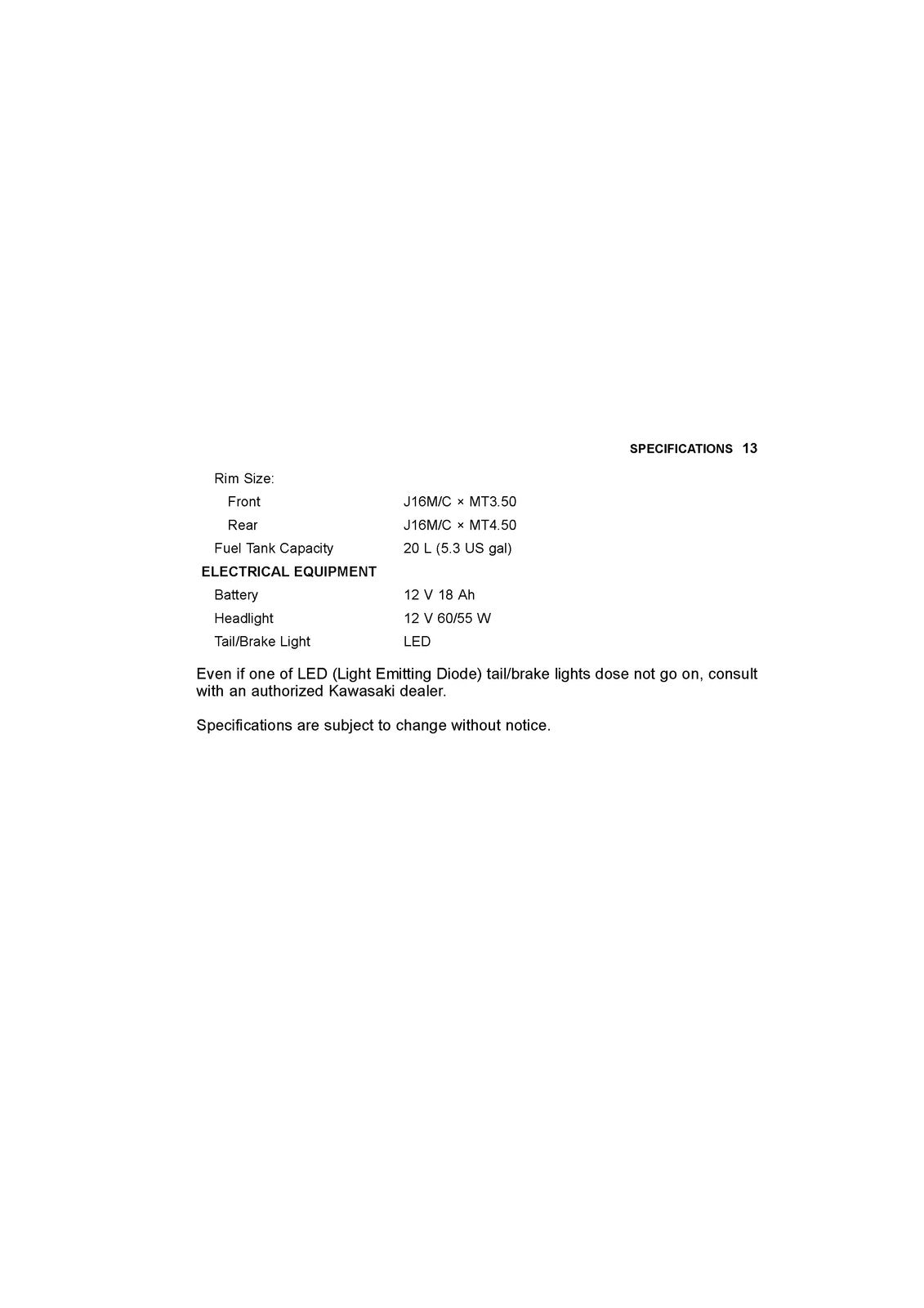 KAWASAKI Voyager 1700 ABS Motorcycle Owners Manual 2013 - WIRE BOUND - COVERS