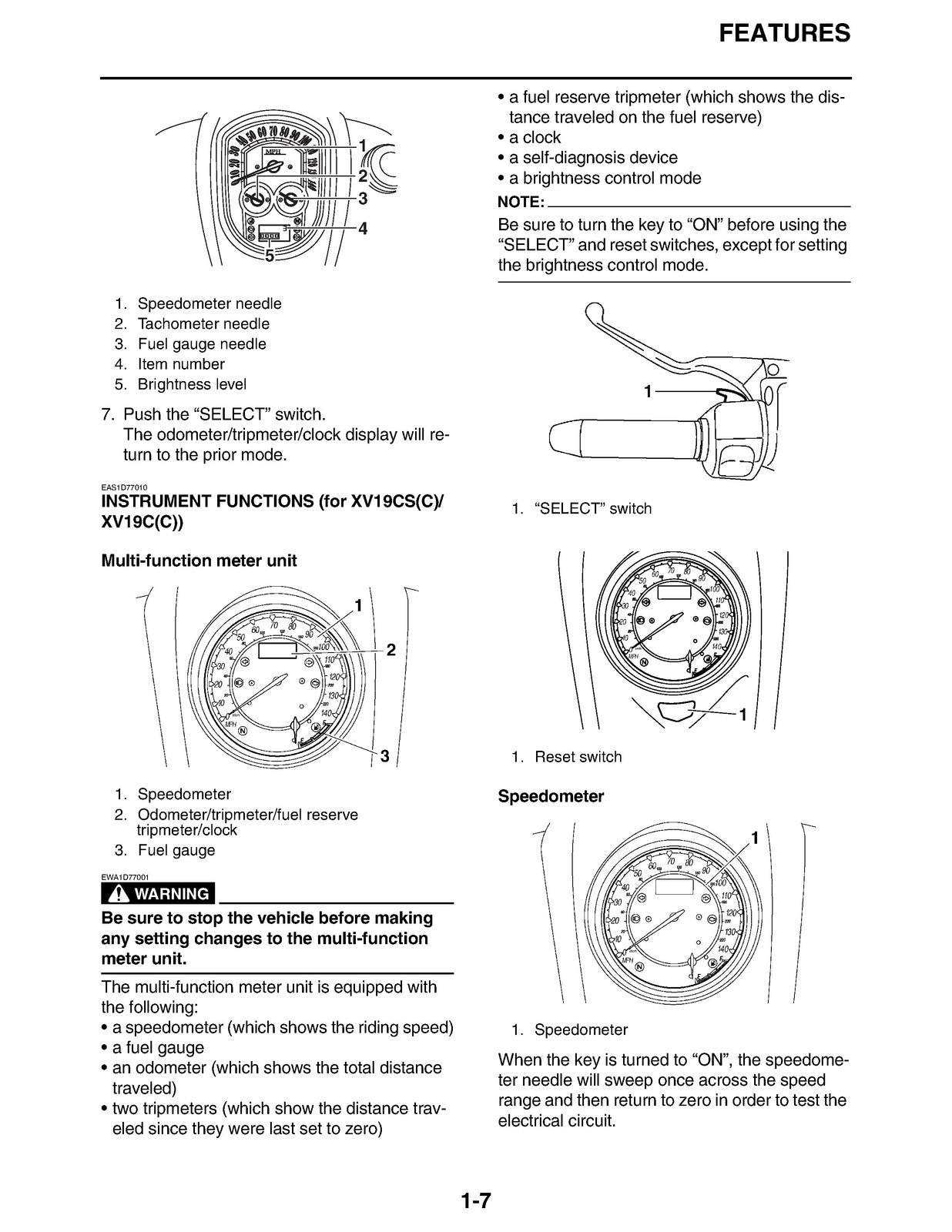 YAMAHA XV19SX XV19MX XV19CTSX XV19CTMX XV19CSX XV19CX Service Manual 2008