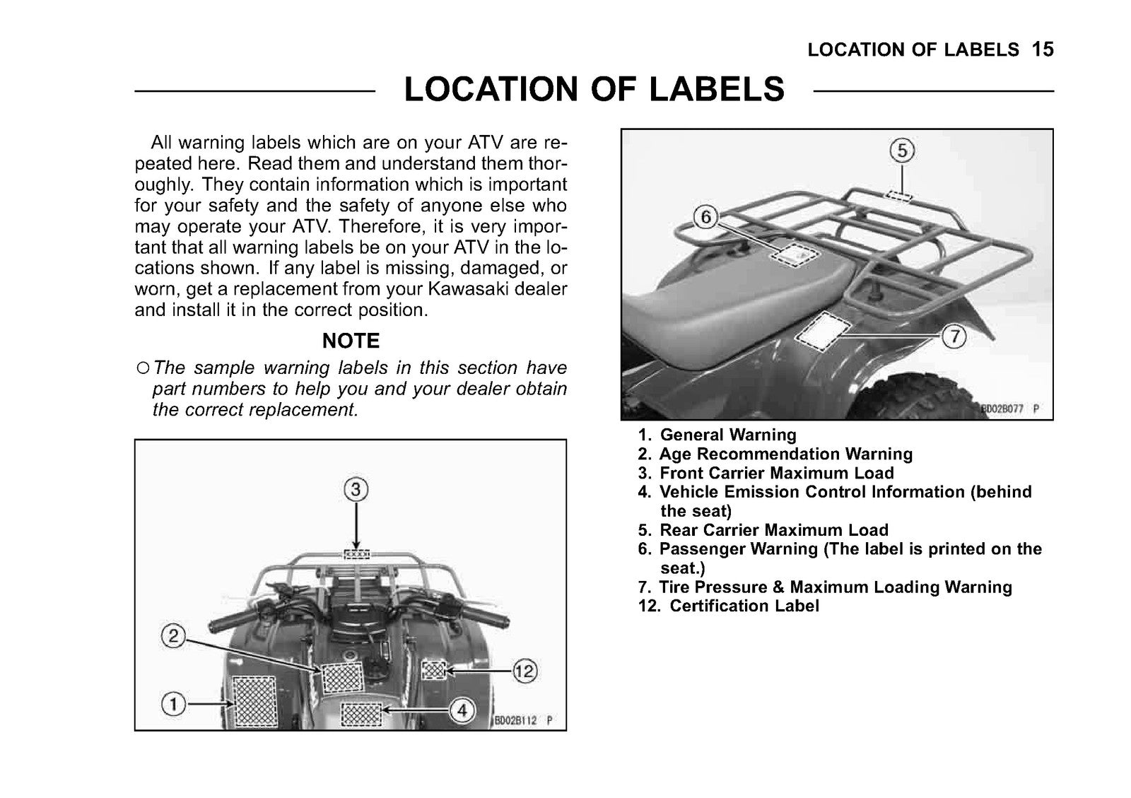 KAWASAKI Bayou 250 ATV Owners Manual 2010 - STEEL WIRE BOUND - PROTECTIVE COVERS