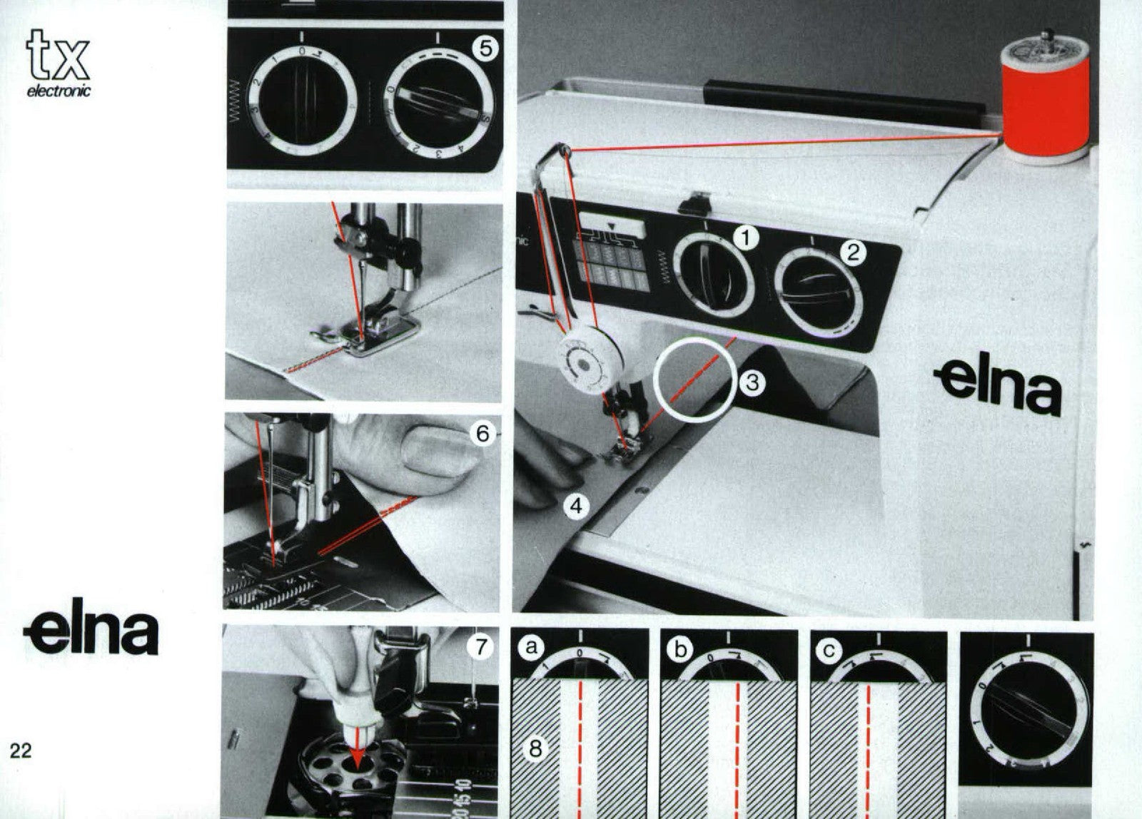 ELNA TX Electronic Sewing Machine Instruction Manual - WIRE BOUND - TOUGH COVERS