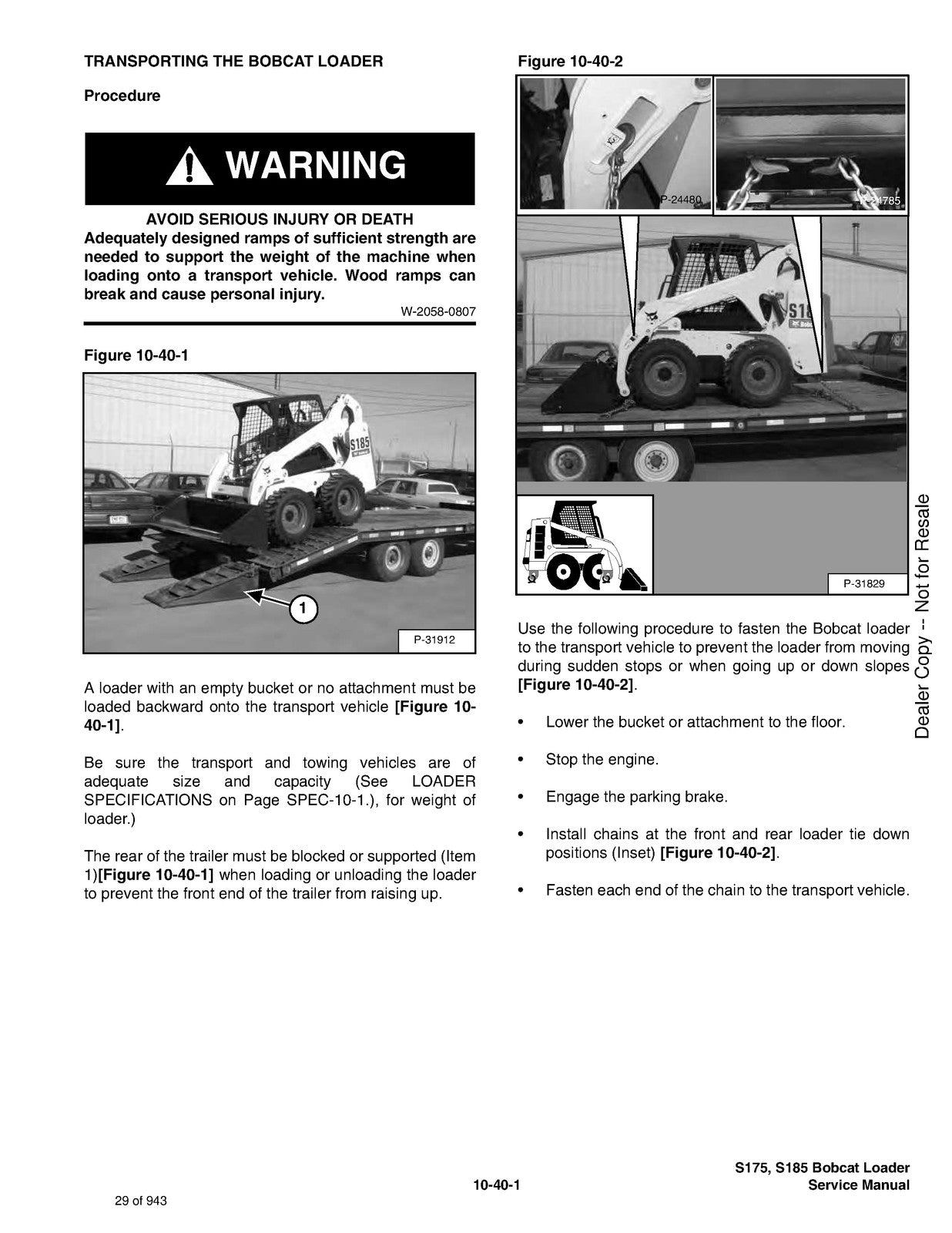 BOBCAT S175 S185 Turbo Service Manual 2009 SN 525011001 Up, FOLDOUTS
