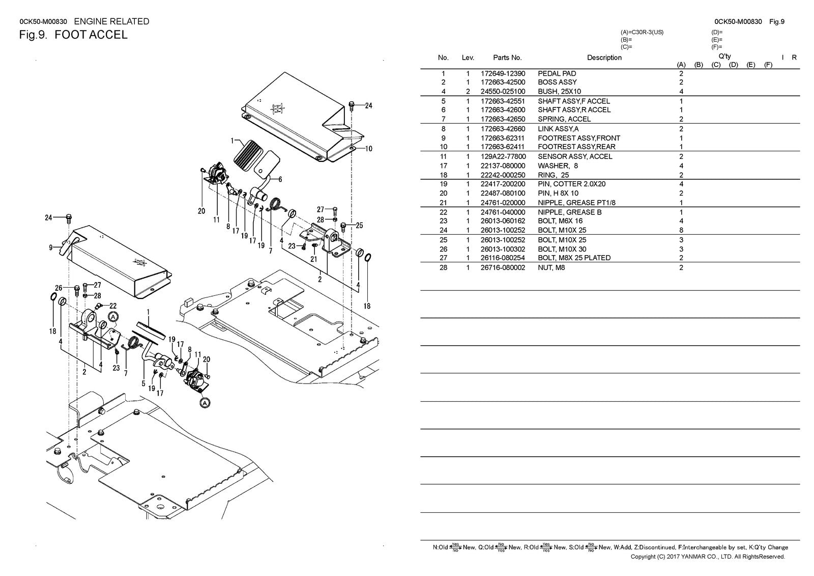 YANMAR C30R-3 Crawler Carrier Parts Catalog Manual 2017 - WIRE BOUND - COVERS
