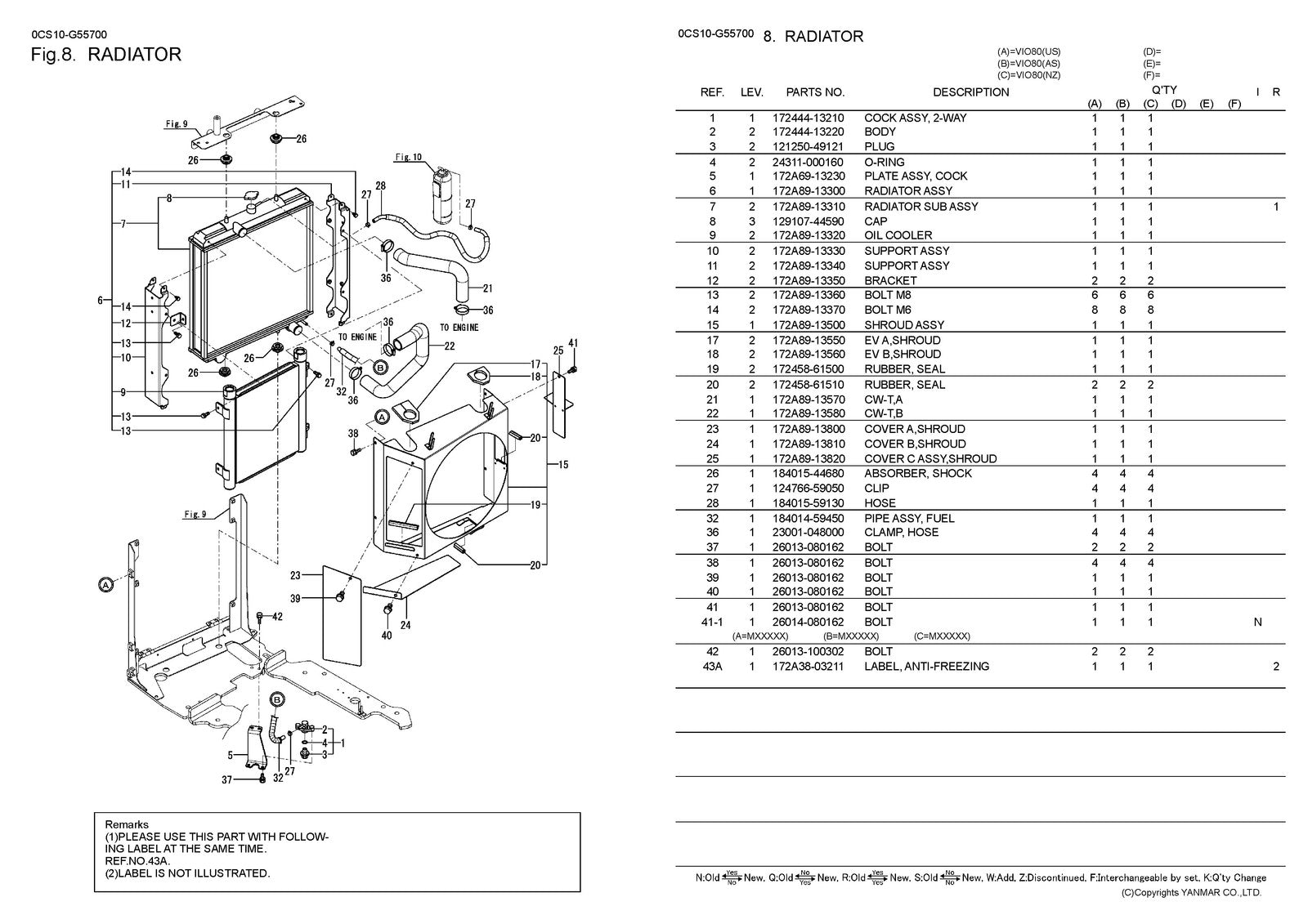 YANMAR ViO80 Excavator Parts Catalog Manual - STEEL WIRE BOUND - TOUGH COVERS
