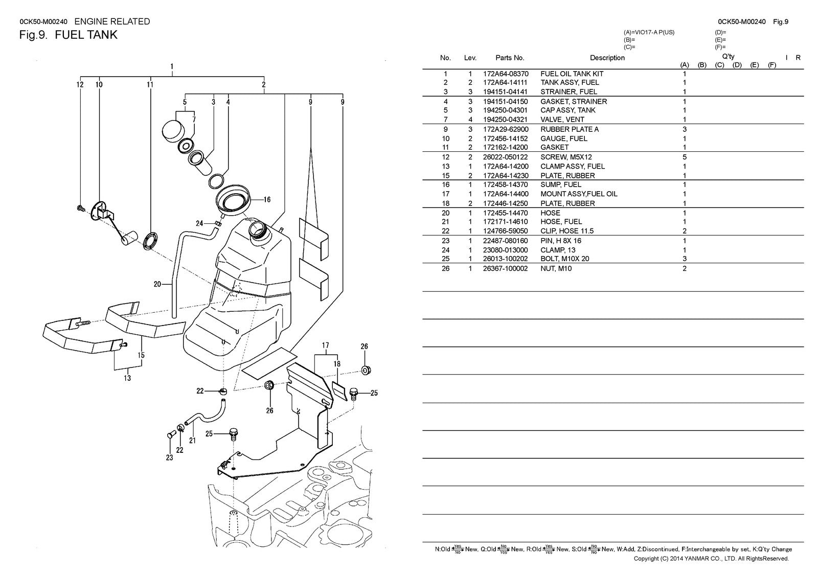 YANMAR ViO17-A Excavator Parts Catalog Manual 2017 - WIRE BOUND - TOUGH COVERS