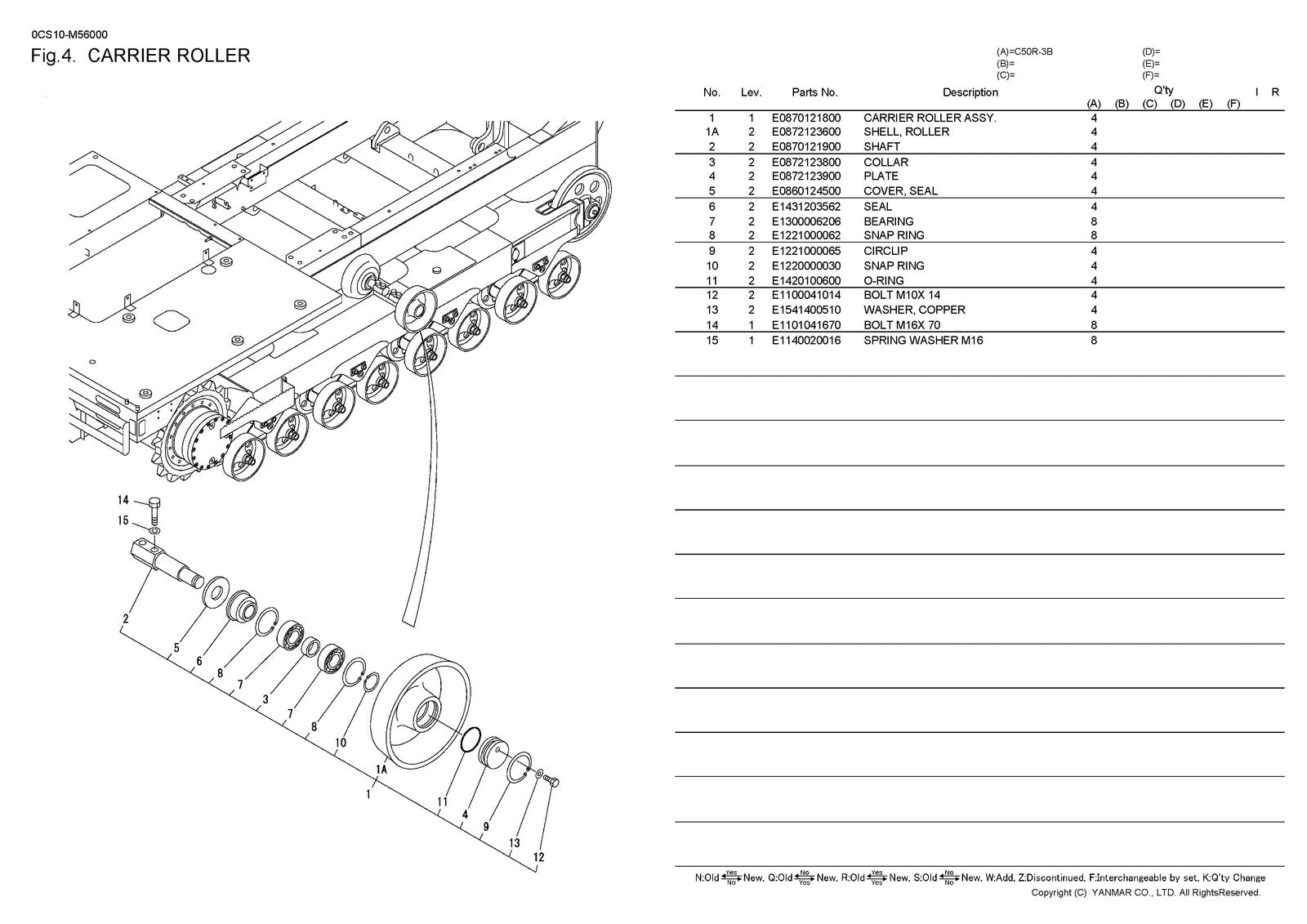 YANMAR C50R-3B Crawler Carrier Parts Catalog Manual 2014 - WIRE BOUND - COVERS
