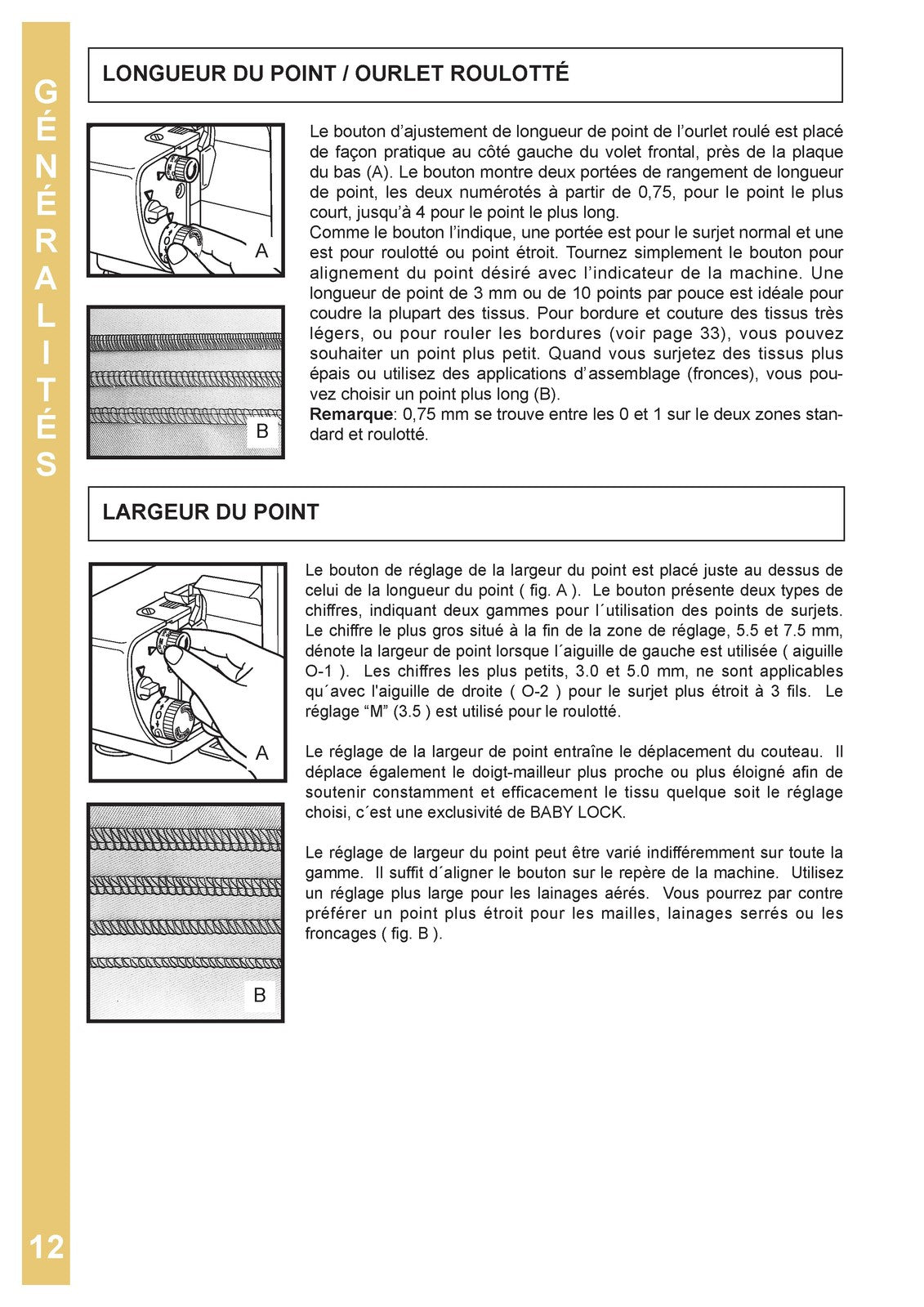 BABY LOCK Evolution BLE8W-2 Serger Instruction Manual French - WIRE BOUND
