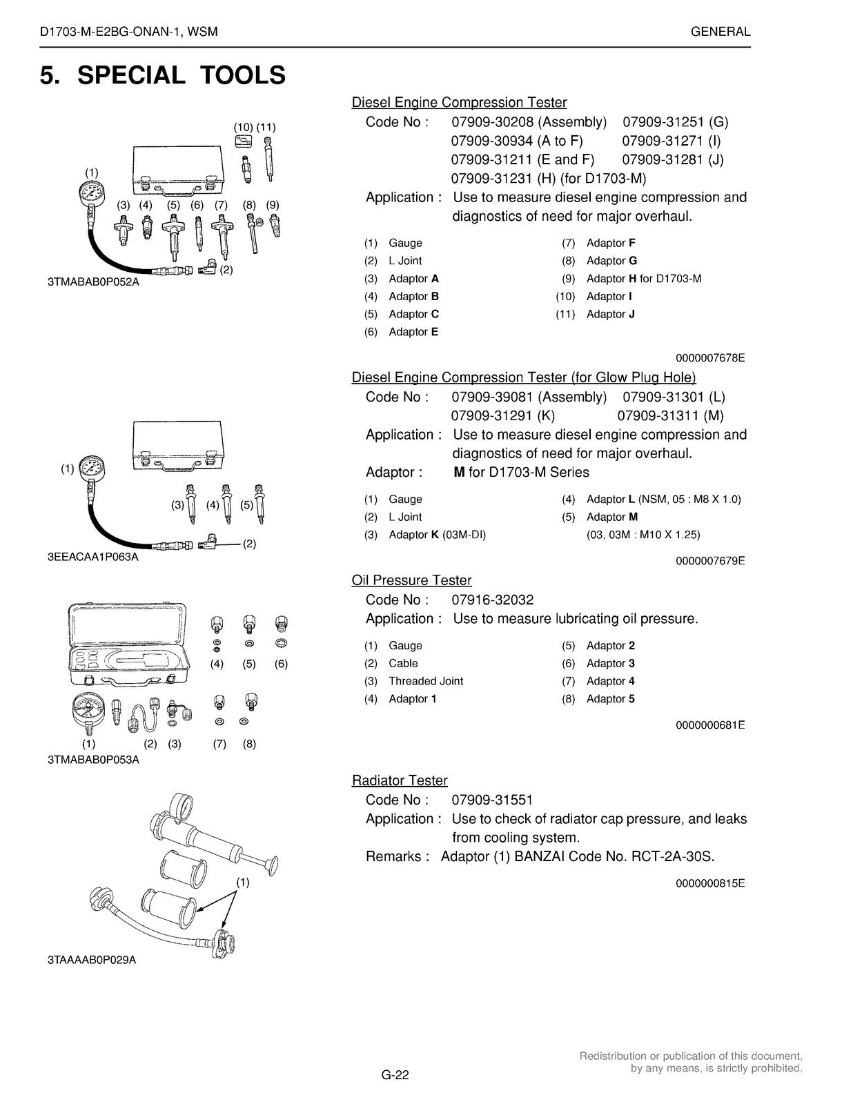 KUBOTA D1703-M-E2BG-ONAN-1 Diesel Engine Workshop Manual 2004 - WIRE BOUND