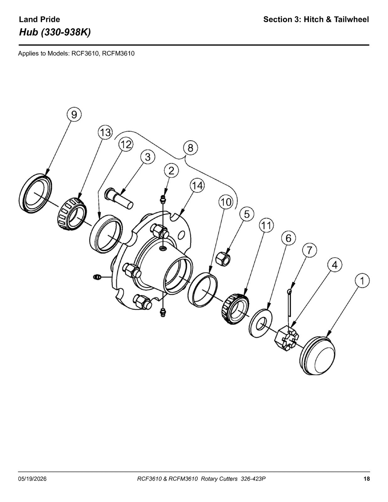 LAND PRIDE RCF3610 Rotary Cutters Parts Manual 2026 - WIRE BOUND - TOUGH COVERS