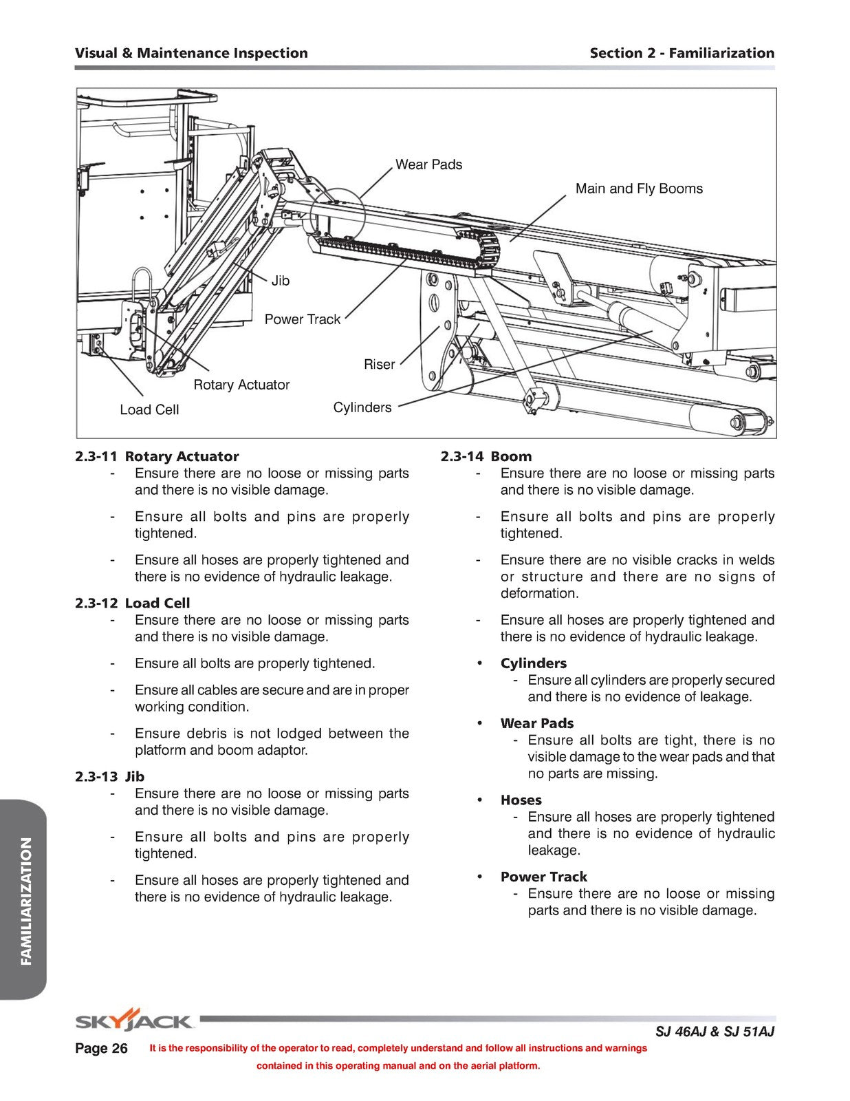 SKYJACK SJ46AJ SJ51AJ Articulating Boom Operators Manual 2018 - WIRE BOUND