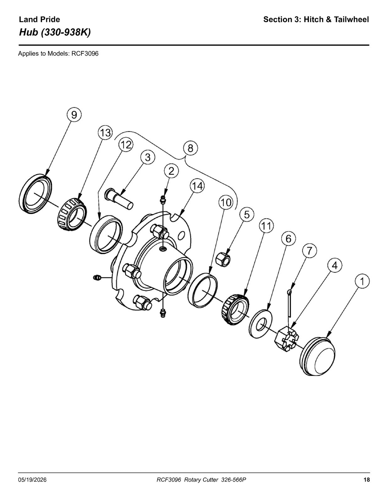 LAND PRIDE RCF3096 Rotary Cutters Parts Manual 2026 - WIRE BOUND - TOUGH COVERS