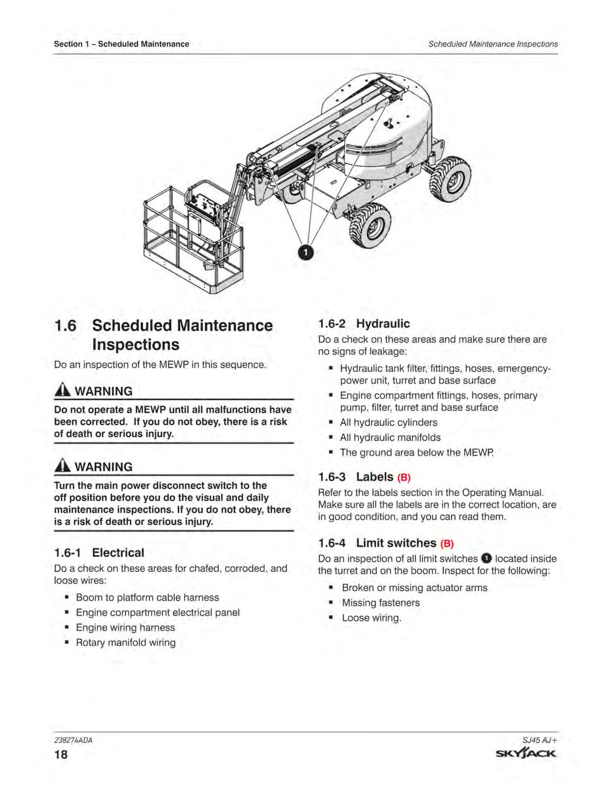 SKYJACK SJ45 AJ Articulating Boom Service Manual 2022 - WIRE BOUND - COVERS