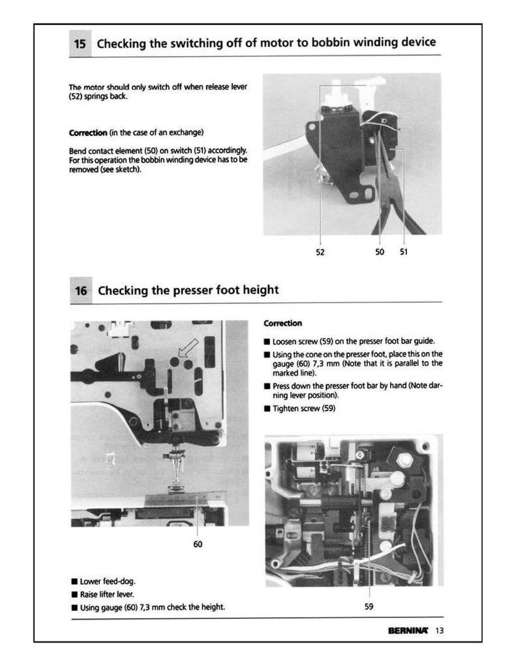 BERNINA 1630 Service Manual - STEEL WIRE BOUND - PROTECTIVE COVERS