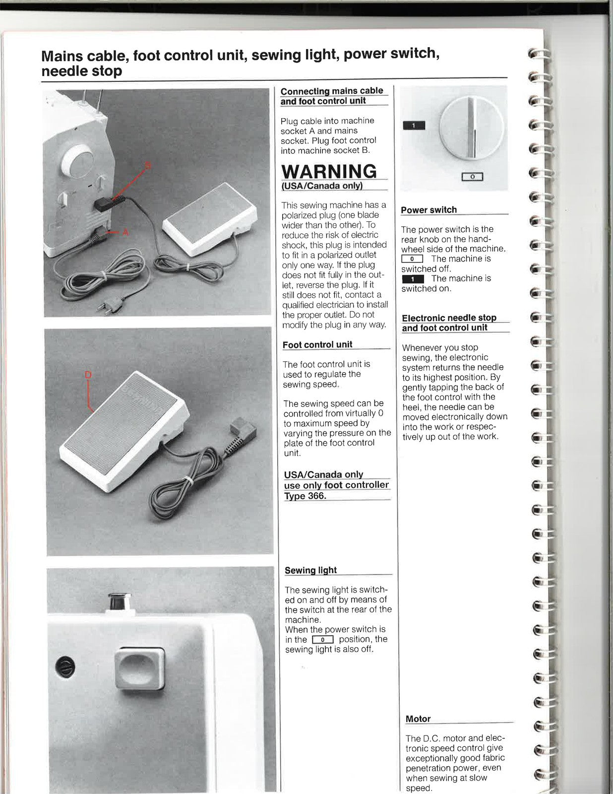 BERNINA 1090S Sewing Machine Manual - STEEL WIRE BOUND - PROTECTIVE COVERS