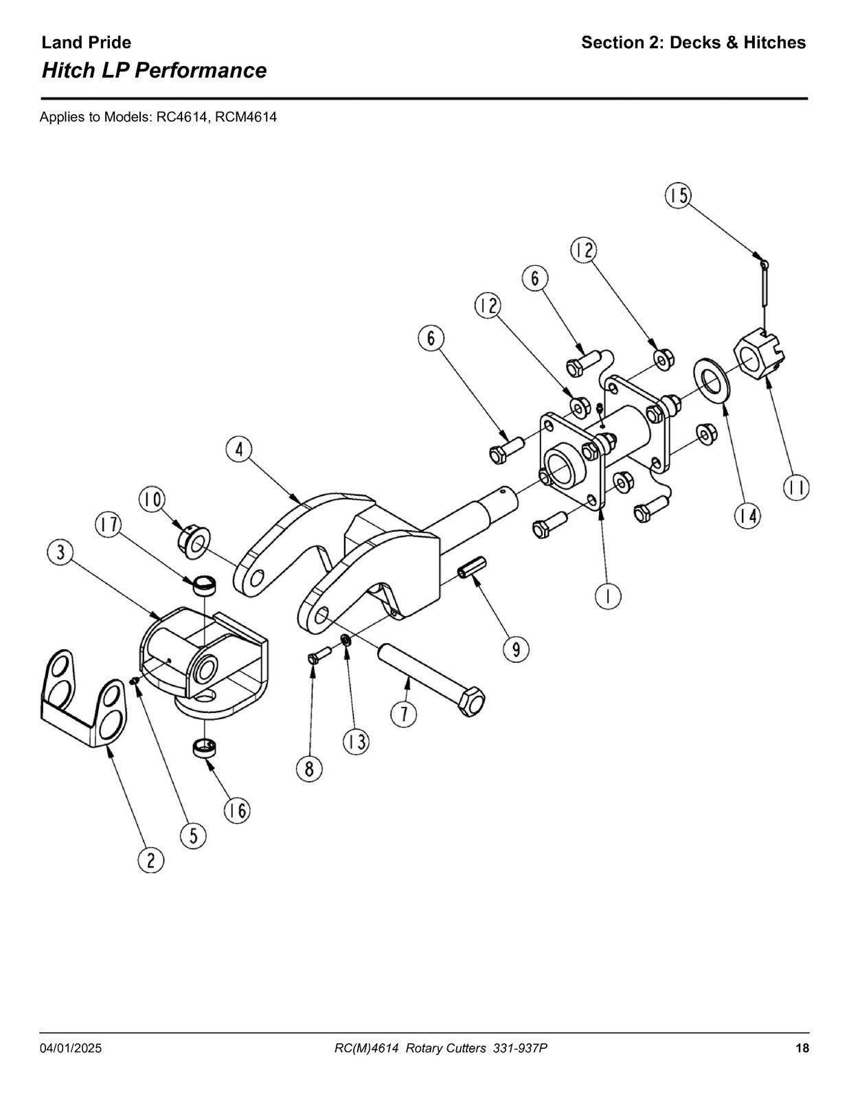 LAND PRIDE RC4614 Rotary Cutter Parts Manual 2025 - WIRE BOUND - TOUGH COVERS