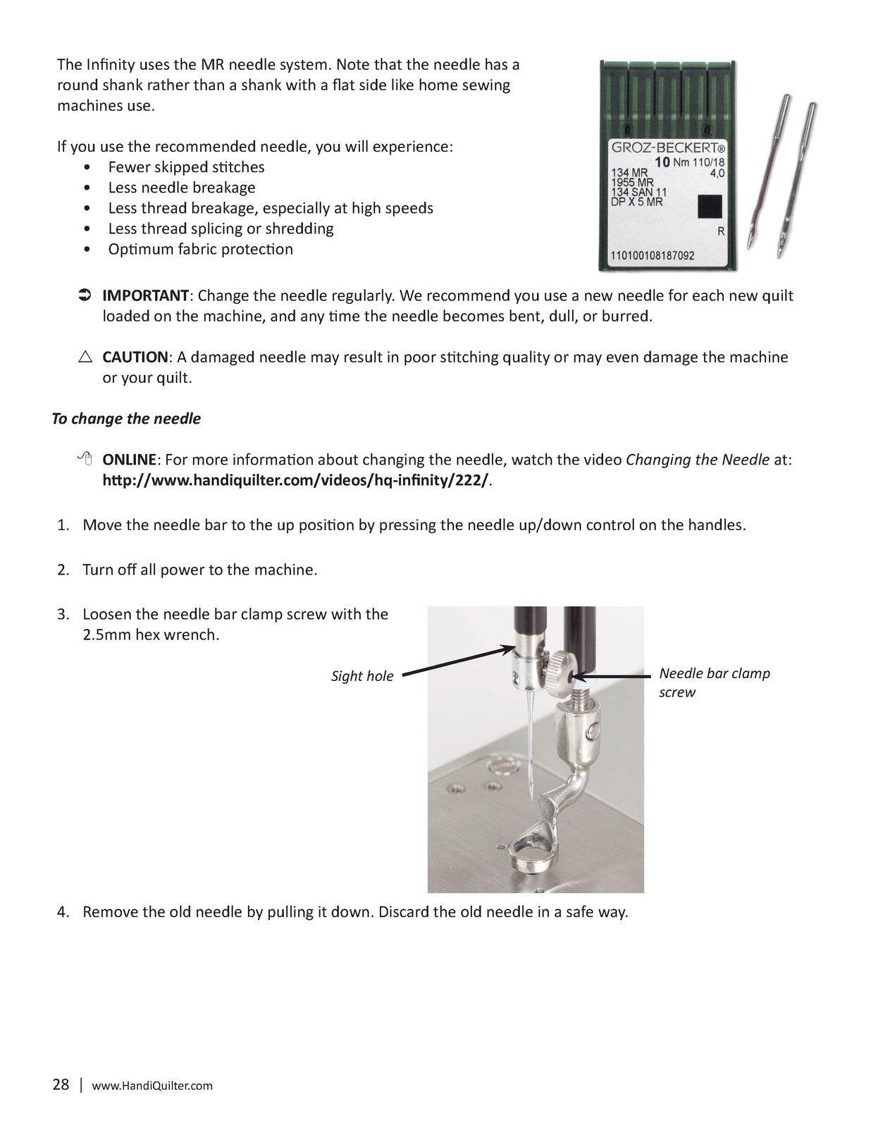 HANDI QUILTER Infinity 26-Inch Longarm User Manual 2015 - WIRE BOUND - COVERS
