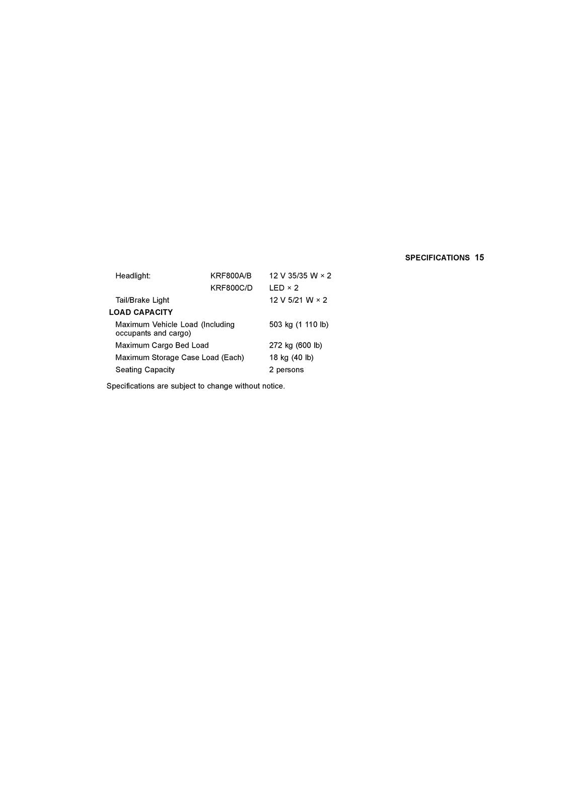 KAWASAKI Teryx LE Owners Manual 2014 - STEEL WIRE BOUND - PROTECTIVE COVERS