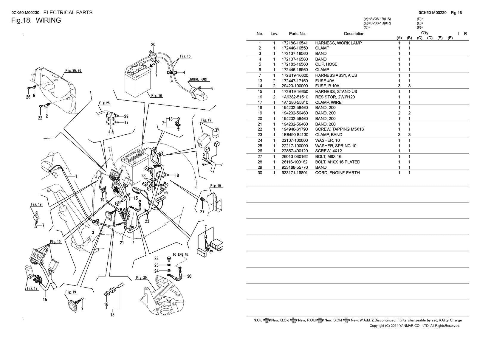 YANMAR SV08-1B Excavator Parts Catalog Manual 2017 - WIRE BOUND - TOUGH COVERS