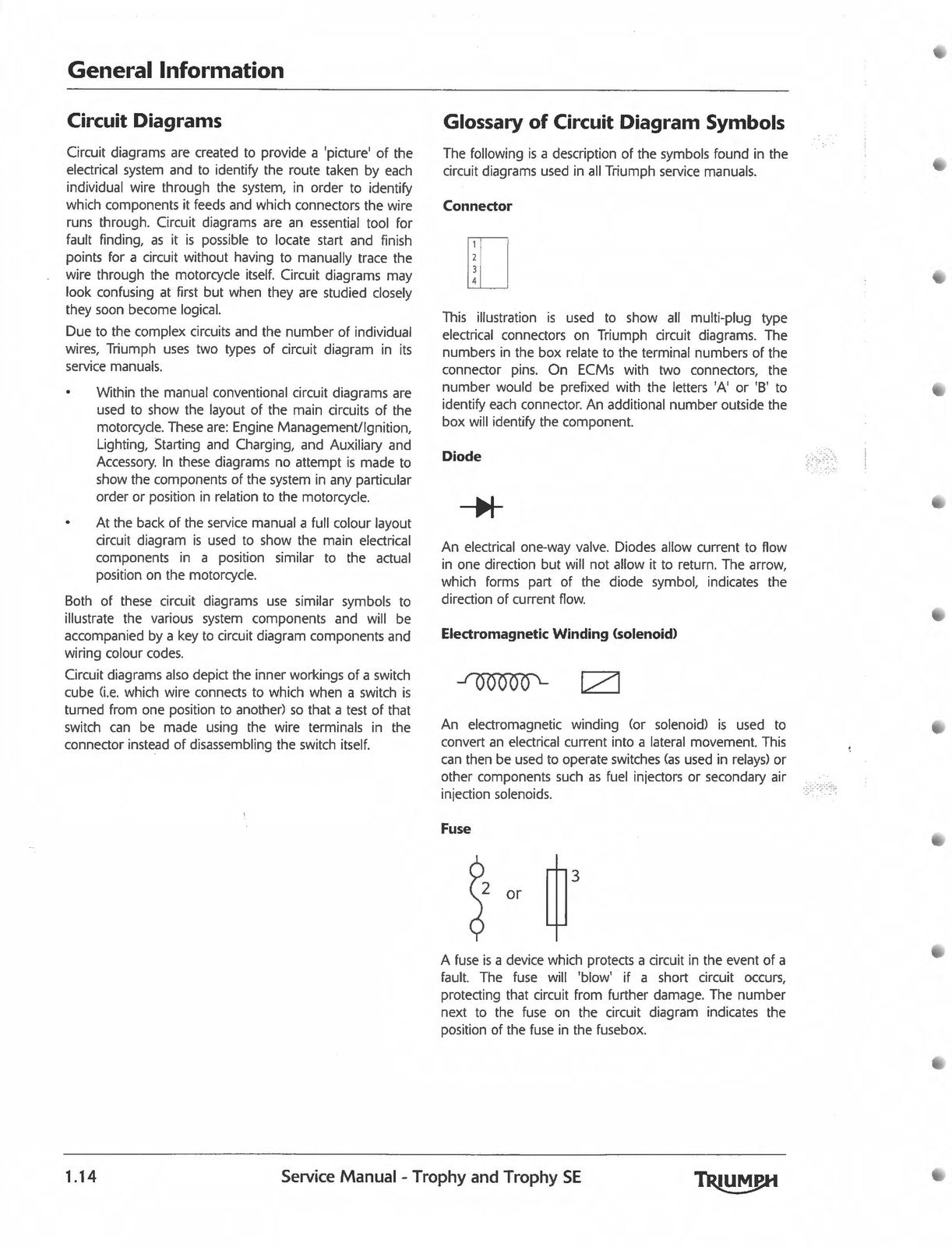 TRIUMPH Trophy Trophy SE Motorcycle Service Manual 2013-2016, FOLDOUTS