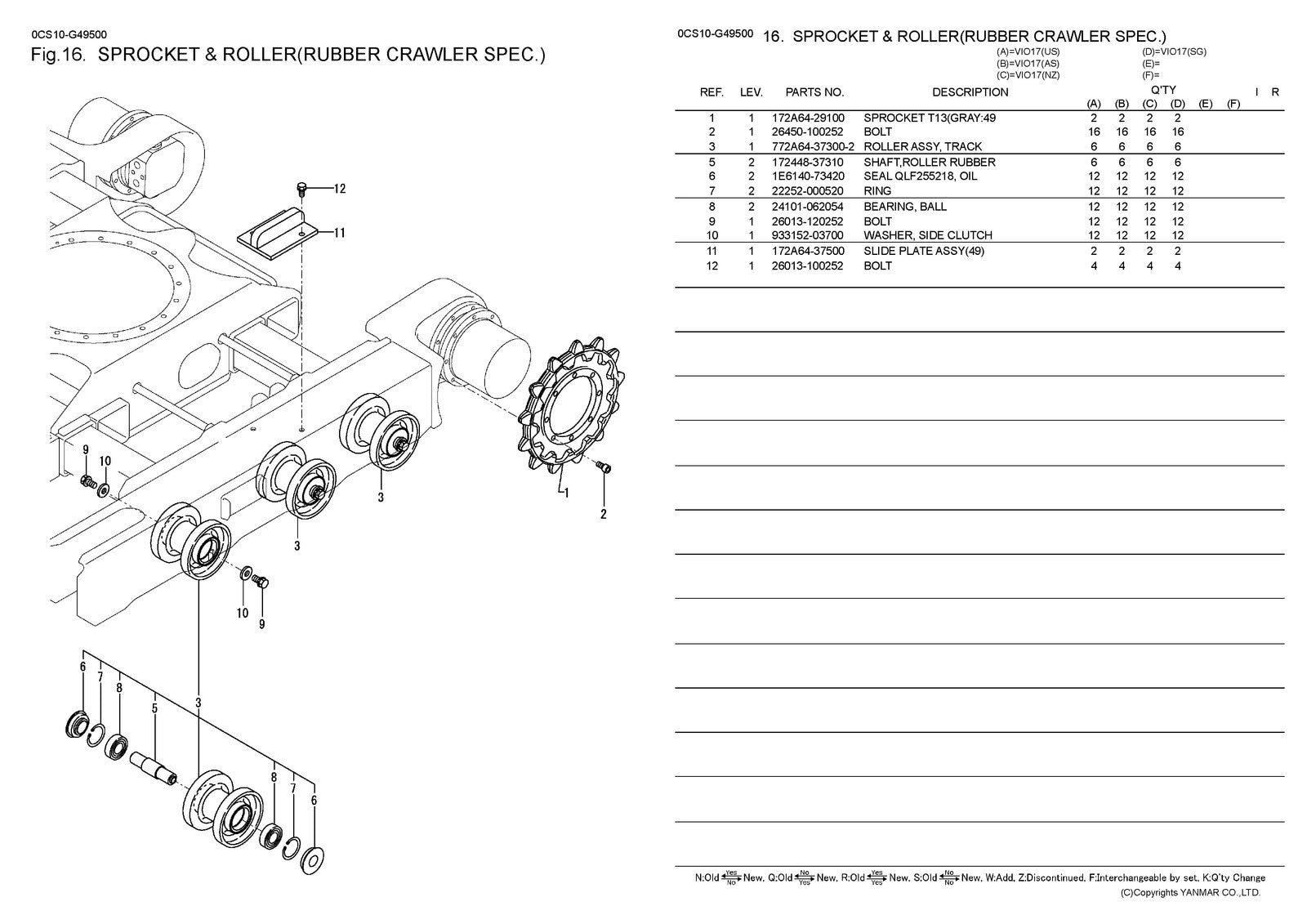YANMAR ViO17 Excavator Parts Catalog Manual 2013 - WIRE BOUND - TOUGH COVERS