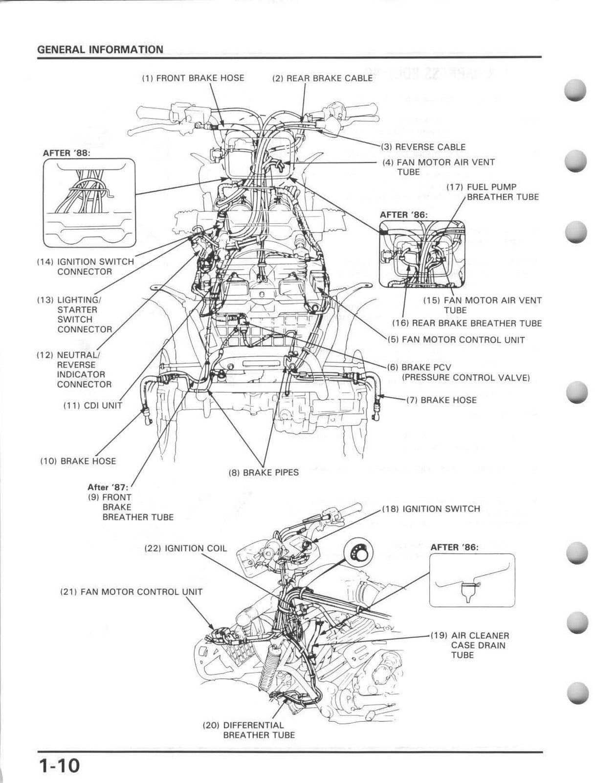 HONDA TRX350 Fourtrax Foreman ATV Service Manual 1985-1989 - WIRE BOUND - COVERS
