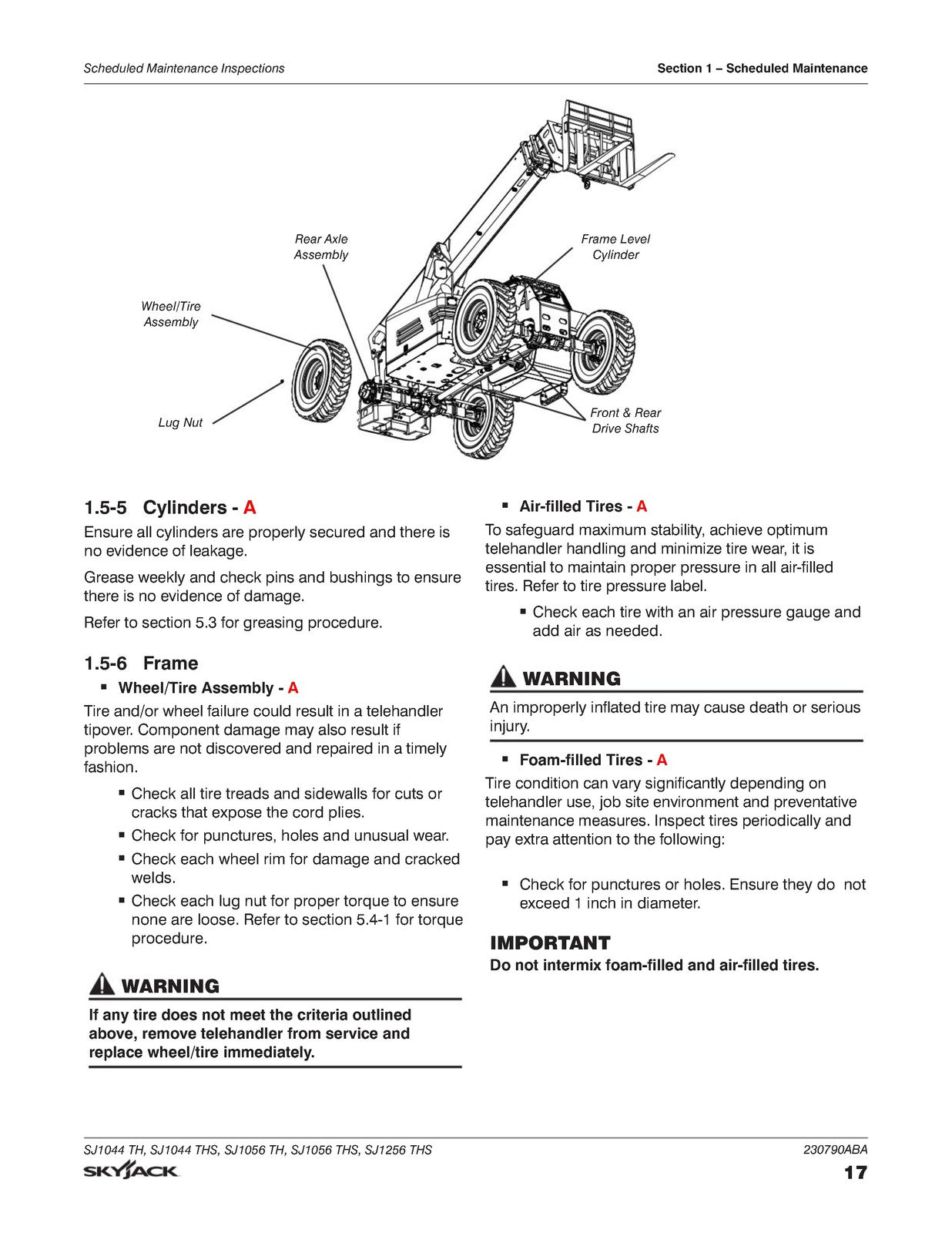 SKYJACK Telehandlers SJ1044 SJ1056 TH THS SJ1256 Service Manual, FOLDOUTS