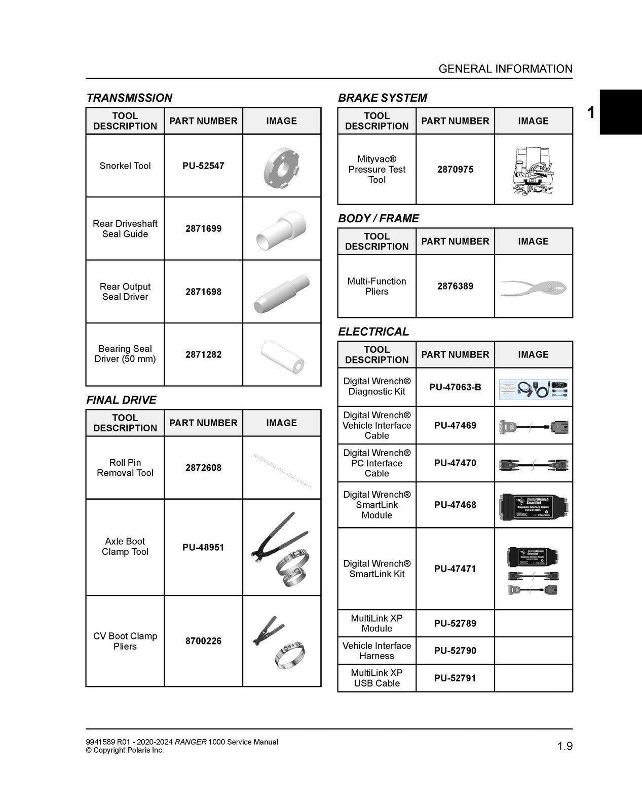 POLARIS Ranger 1000 SOHC Service Manual 2020-2024 - WIRE BOUND - TOUGH COVERS