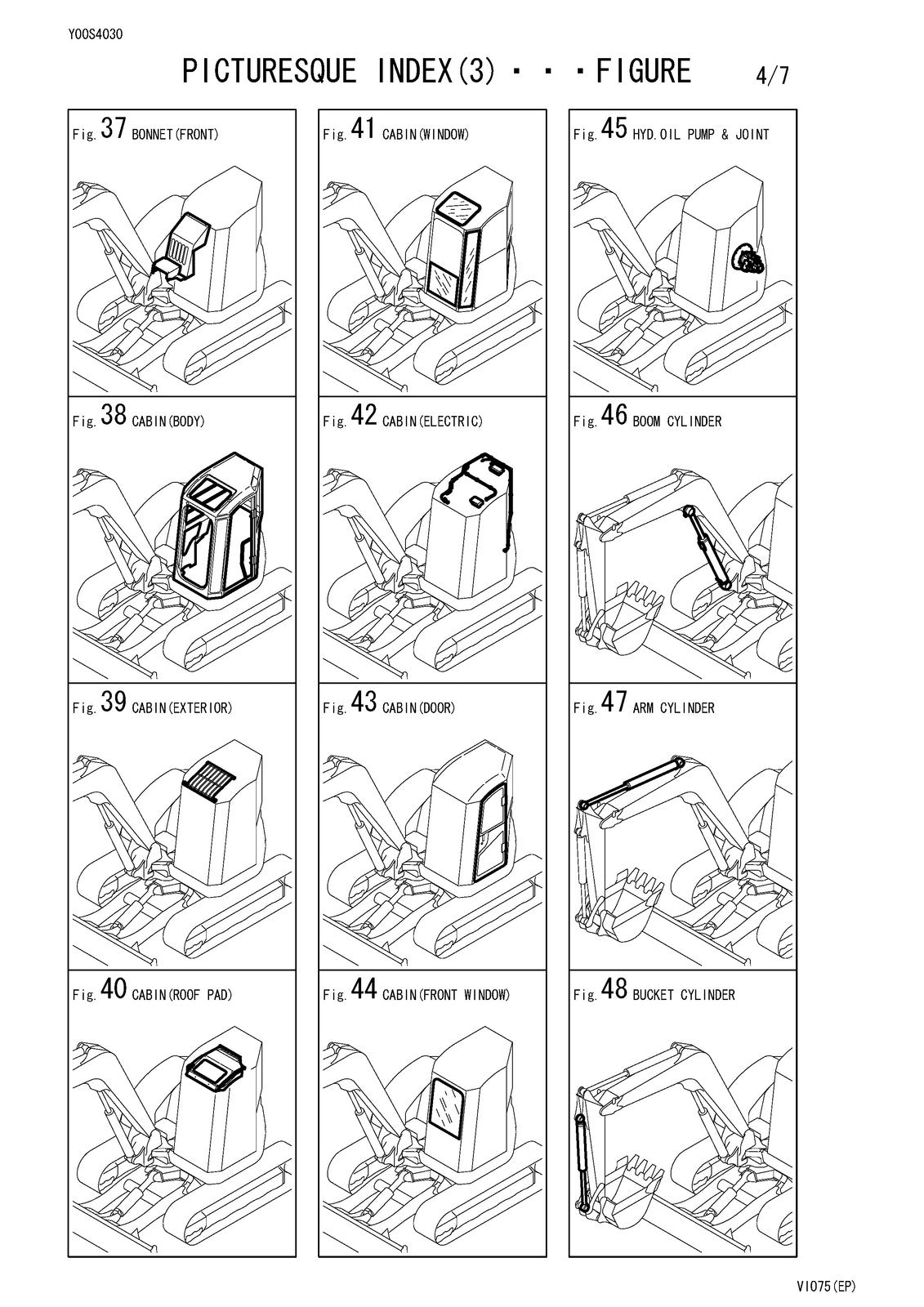 YANMAR ViO75 Excavator Parts Catalog Manual - BOUND - COVERS - XL FOLDOUT PAGES