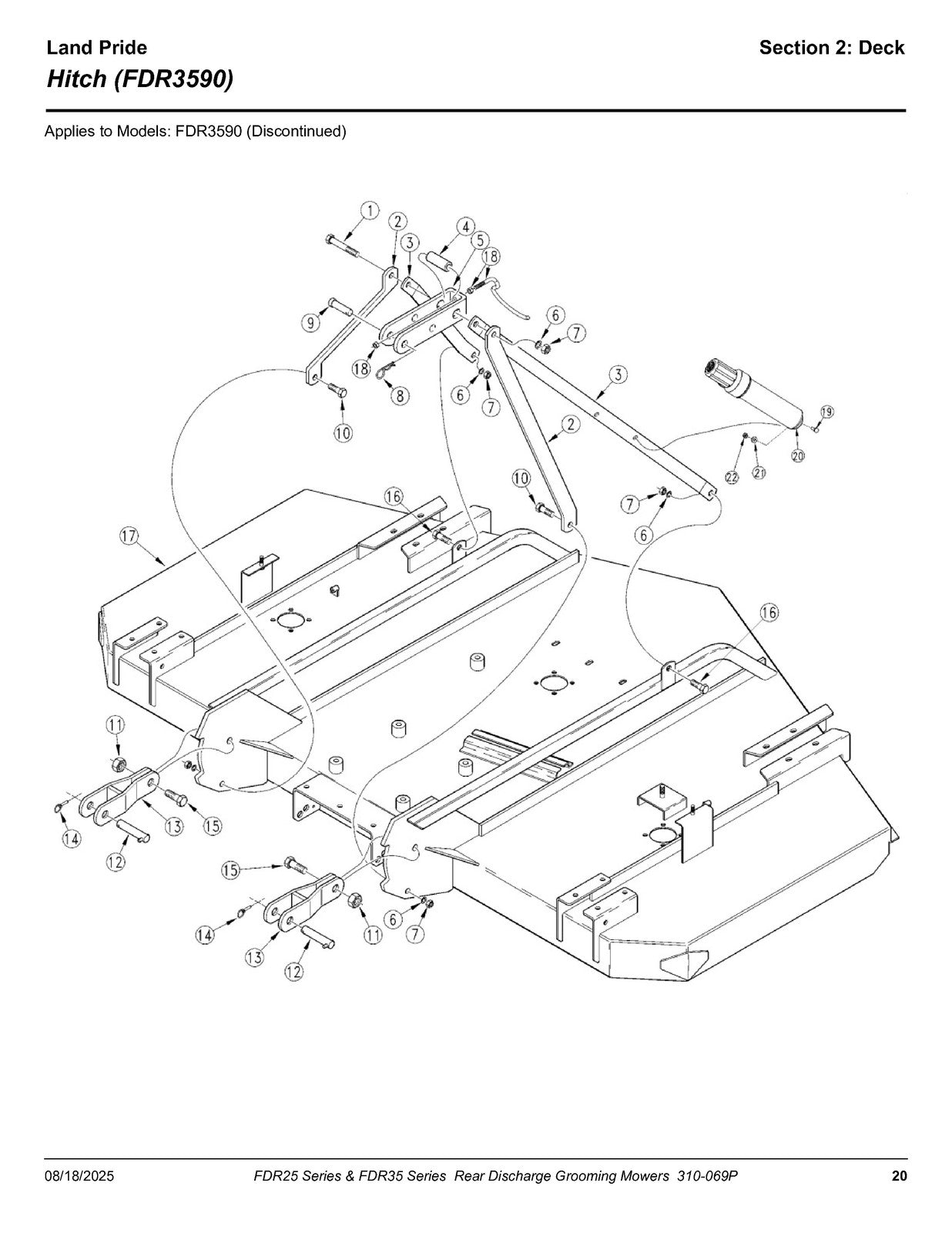 LAND PRIDE FDR25 FDR35 Series Grooming Mowers Parts Manual 2025 - WIRE BOUND