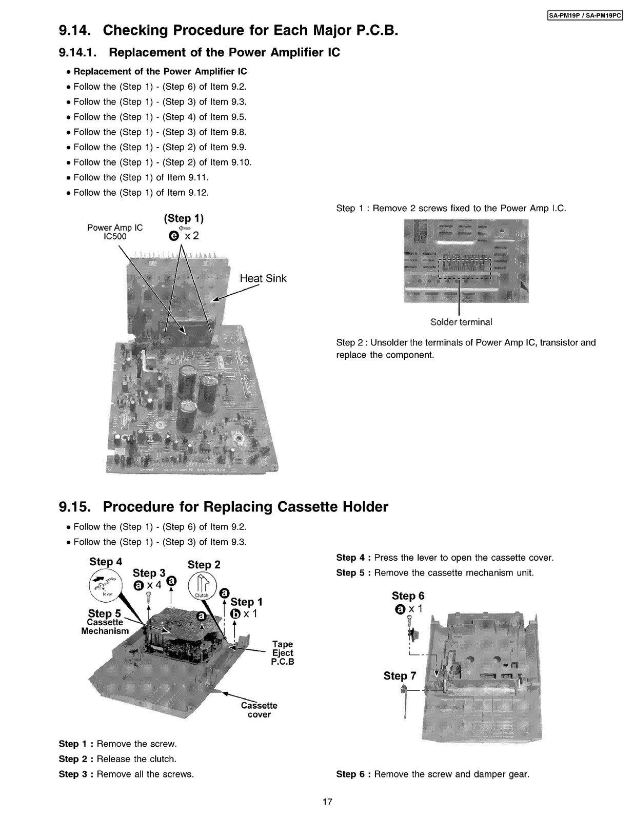 PANASONIC SA-PM19 SA-PM19PC CD Stereo System Service Manual 2004 - WIRE BOUND